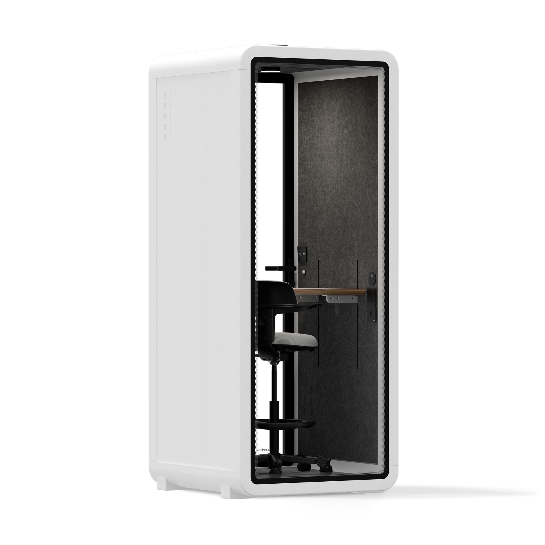 Office Pod Quell+ AcousticWhite / With Furniture / Dark Grey