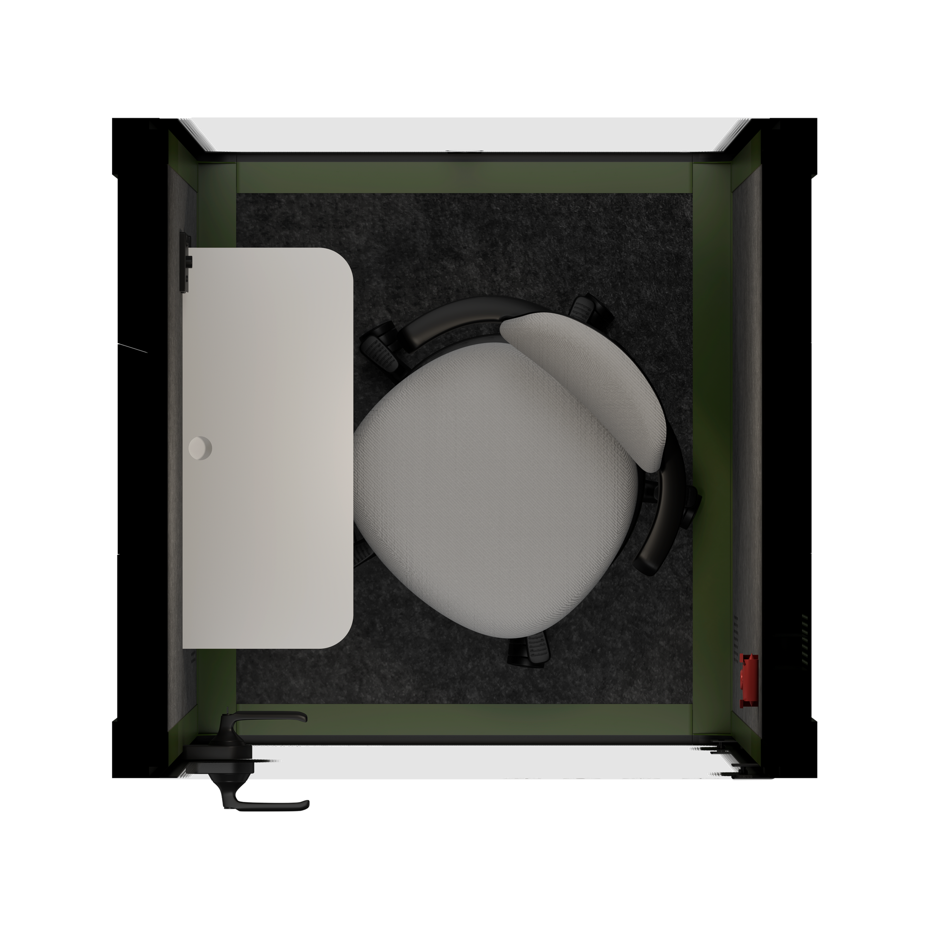 Quell Office Pod SoloGreen / Dark Grey / With Furniture | Upgraded Device Shelf