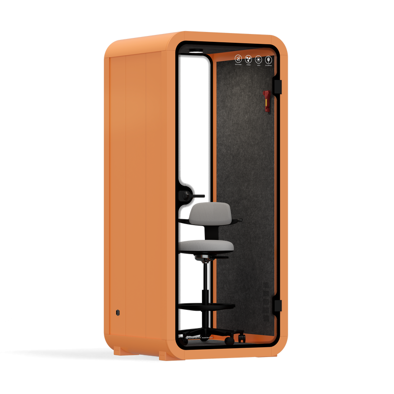 Quell Cabine de Bureau SoloOrange / Gris foncé / Avec meubles | Étagère pour appareils améliorée