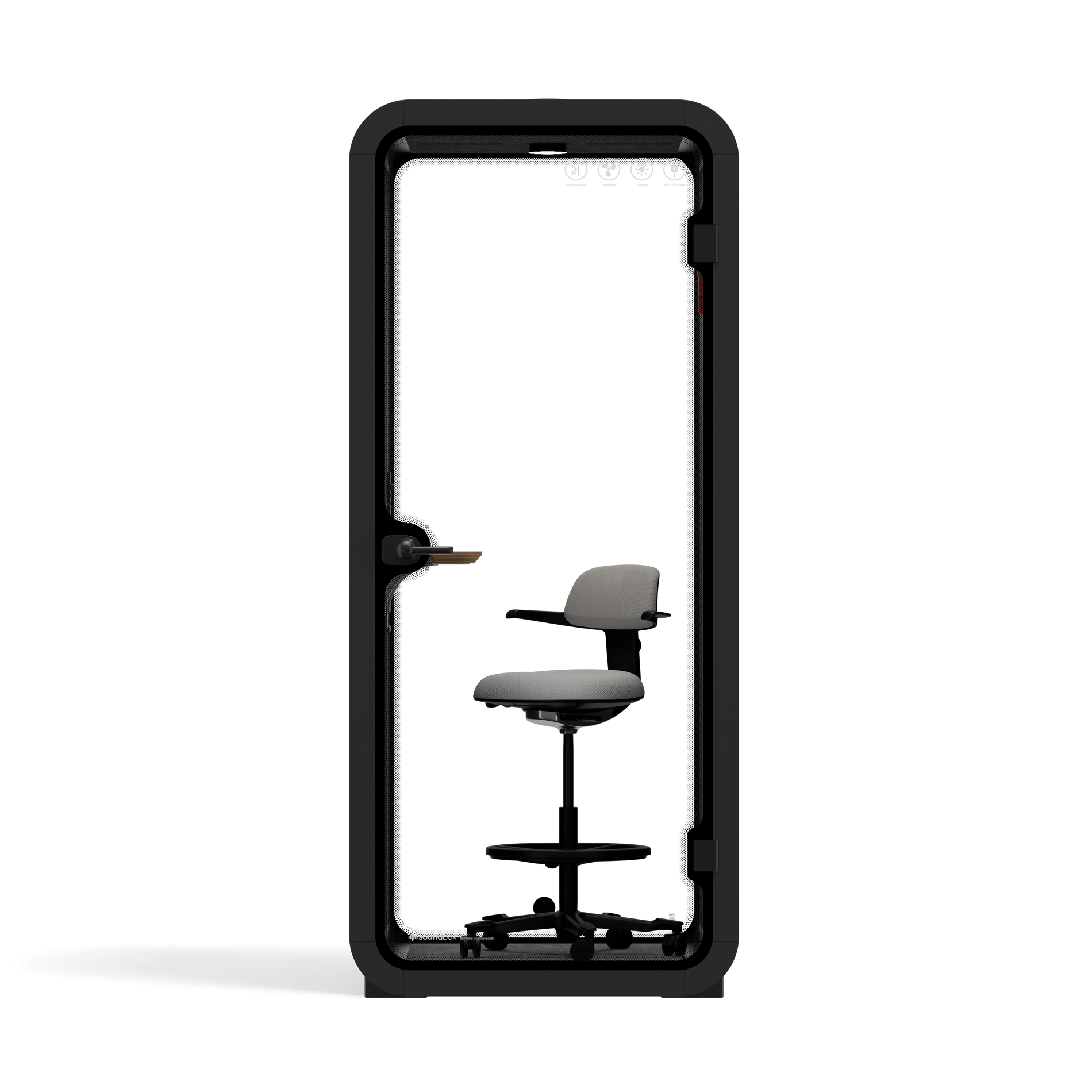 Quell Office Pod SoloWooden / Dark Grey / With Furniture | Upgraded Device Shelf