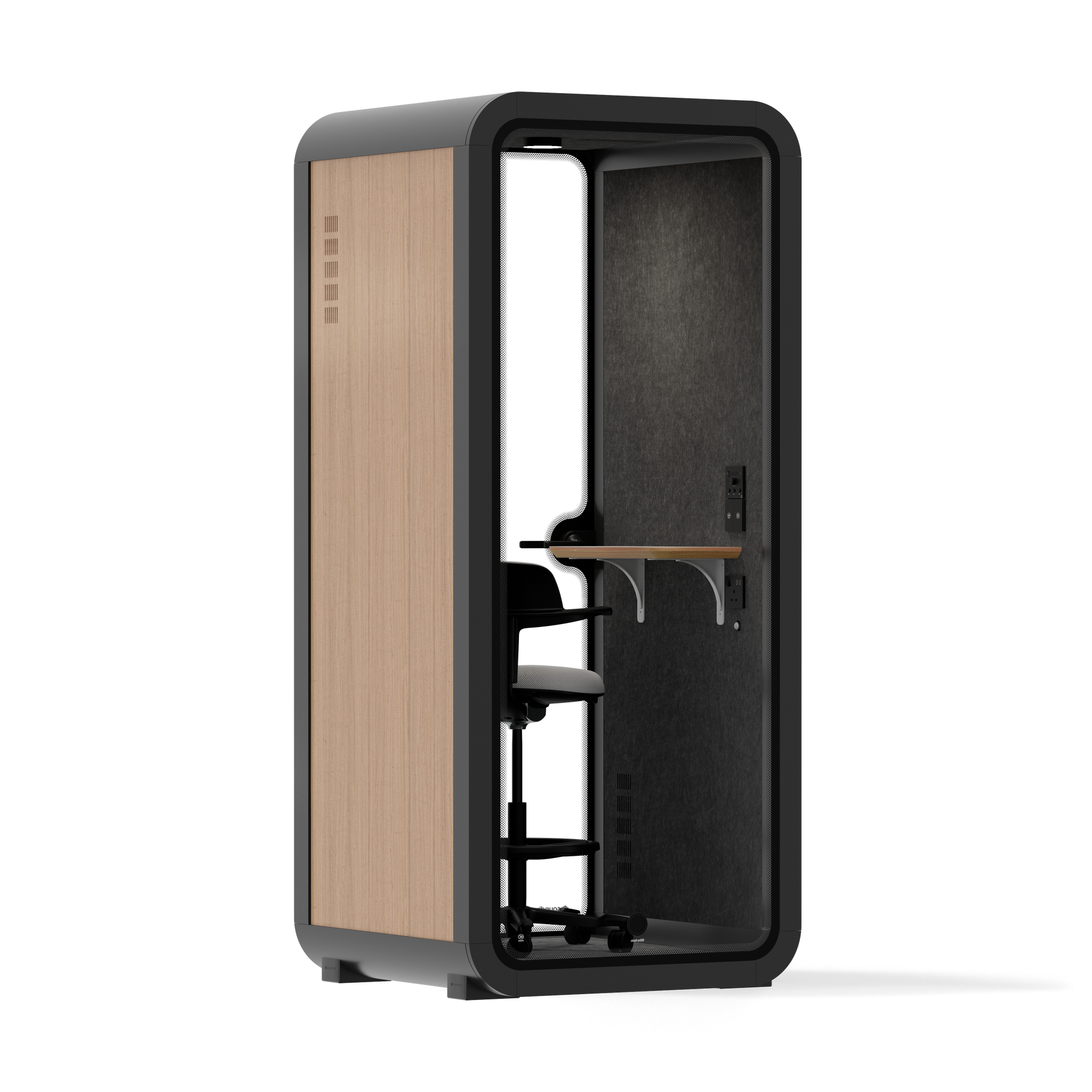 Quell Office Pod SoloWooden / Dark Grey / With Furniture | Upgraded Device Shelf