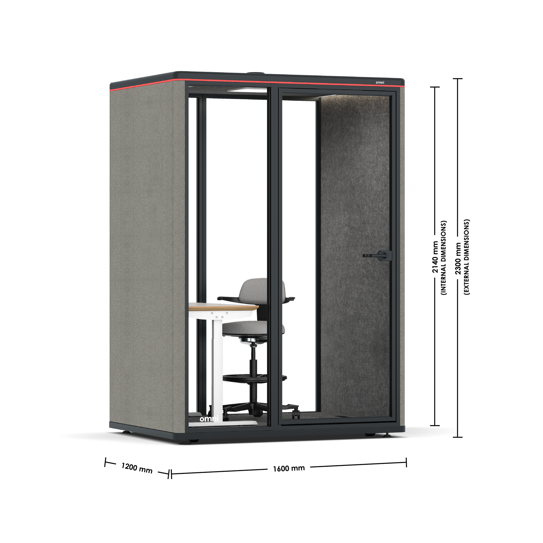 Omni TwoElectrical Adjustable Work Station + Stool / Gabriel Medley Deep Rouge / Light Grey Pet Board