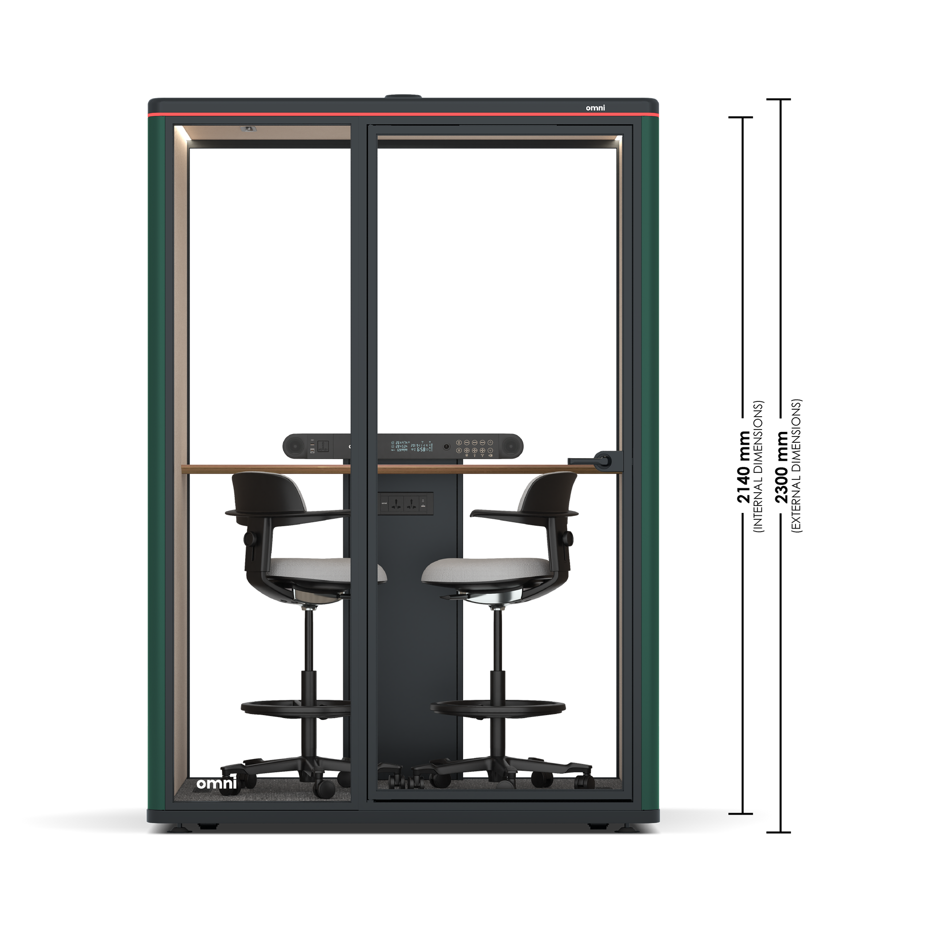 Omni TwoWorkstation + 2 stools / Gabriel Medley Deep Rouge / Light Grey Pet Board