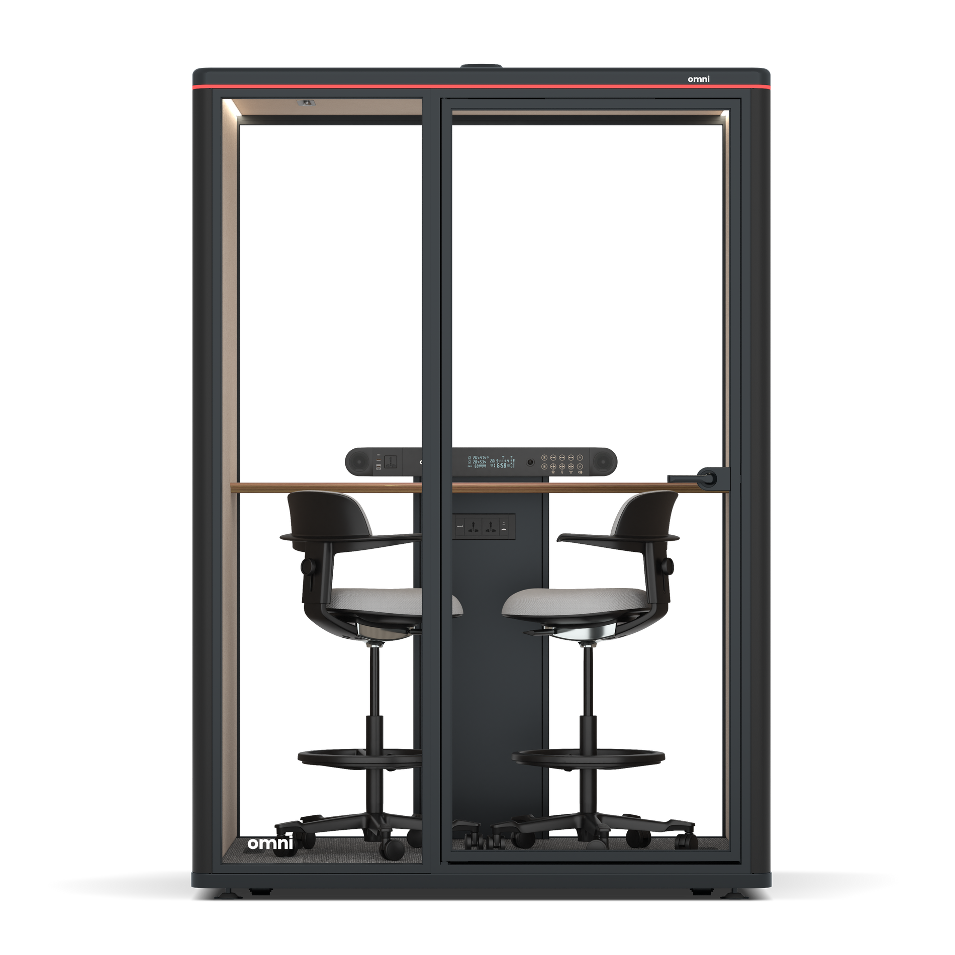 Omni TwoWorkstation + 2 stools / RAL Black / Beige Corrugated
