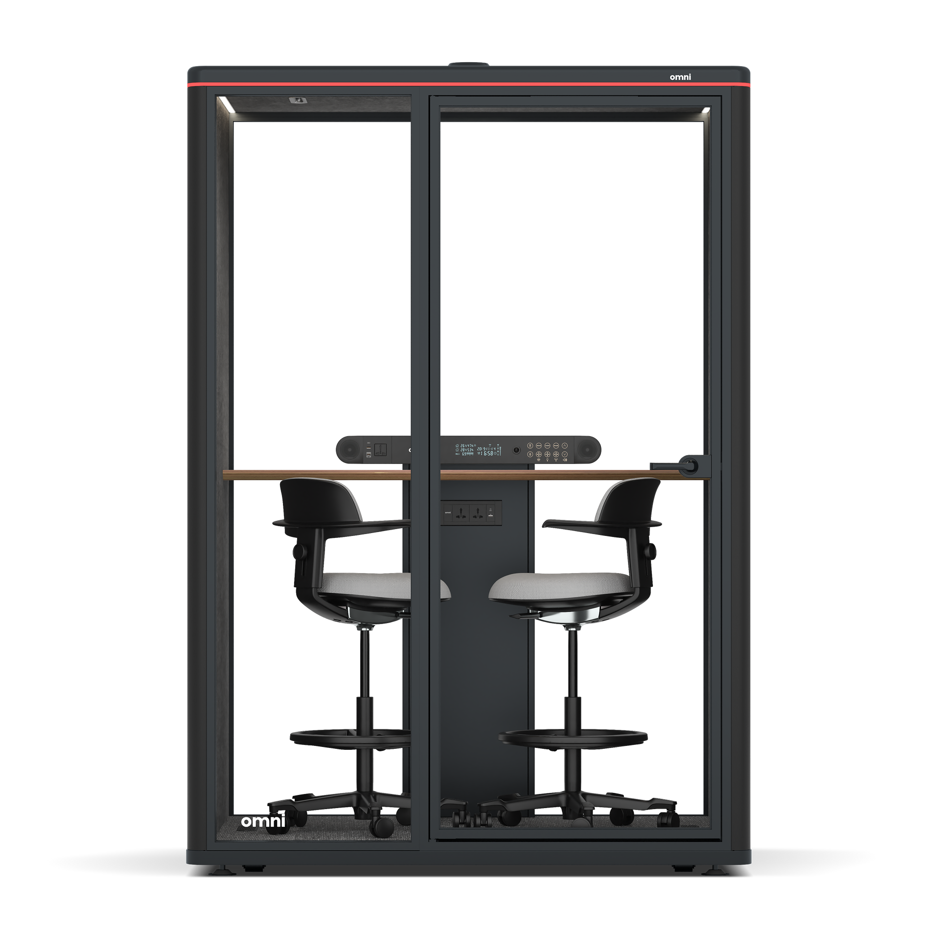 Omni TwoWorkstation + 2 stools / RAL Black / Dark Grey Pet Board