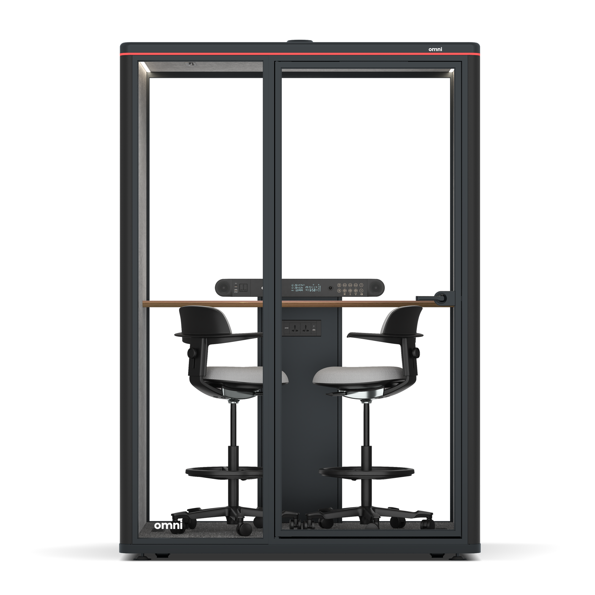 Omni TwoWorkstation + 2 stools / RAL Black / Light Grey Pet Board