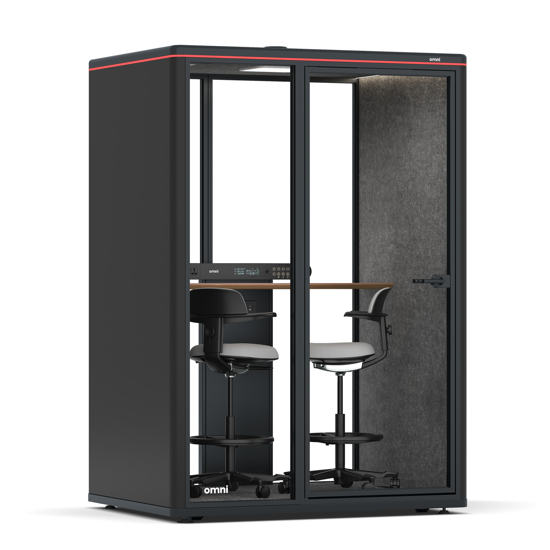 Omni TwoWorkstation + 2 stools / RAL Black / Dark Grey Pet Board