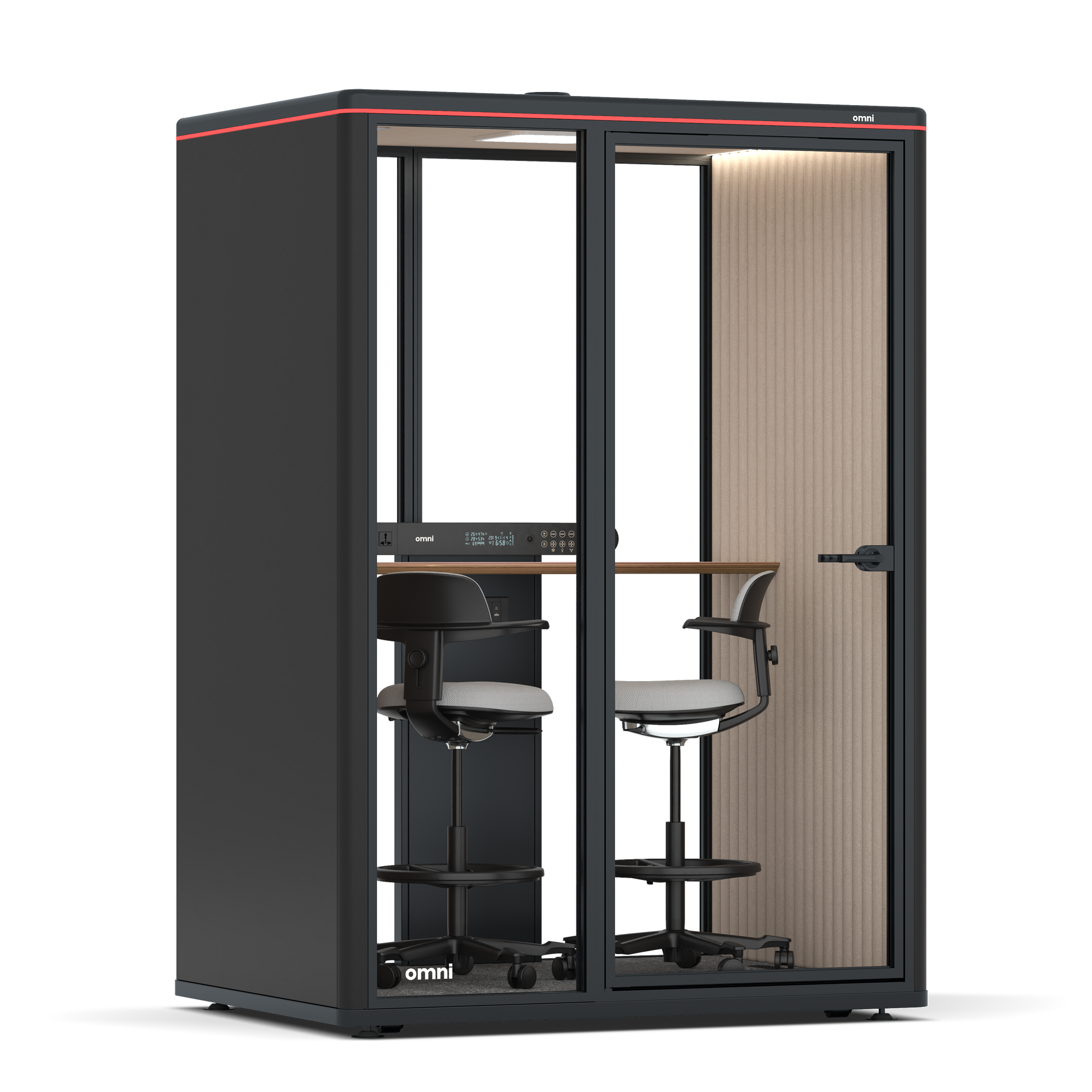 Omni TwoWorkstation + 2 stools / RAL Black / Beige Corrugated