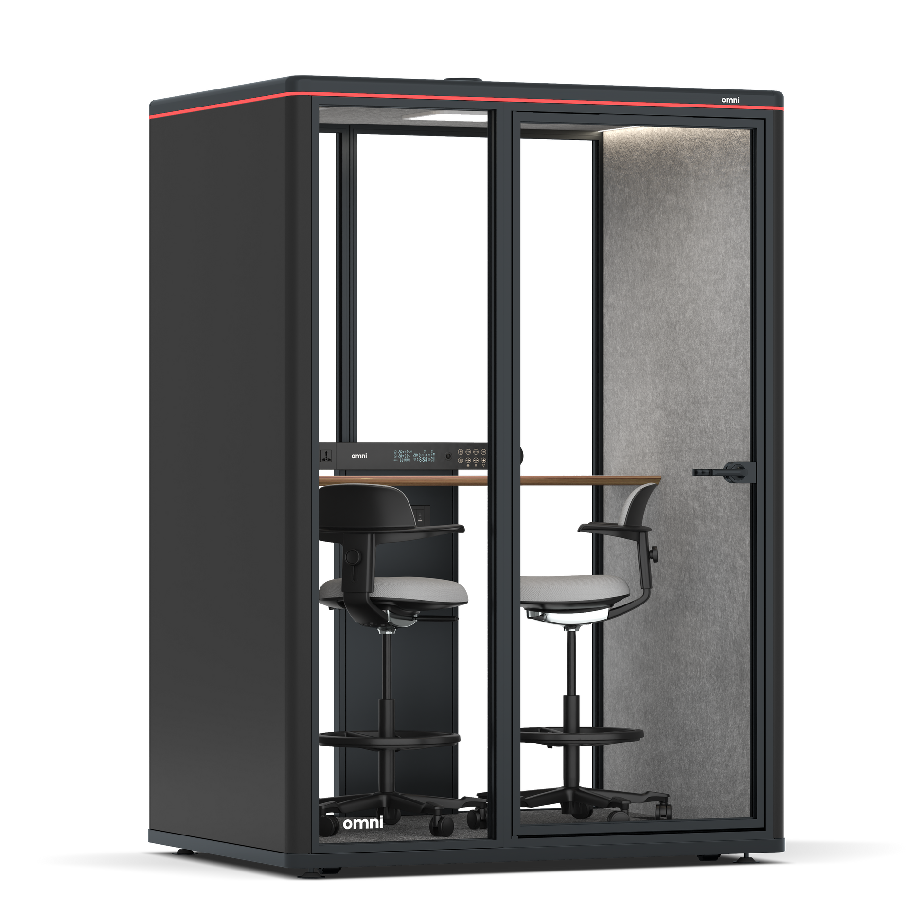 Omni TwoWorkstation + 2 stools / RAL Black / Light Grey Pet Board