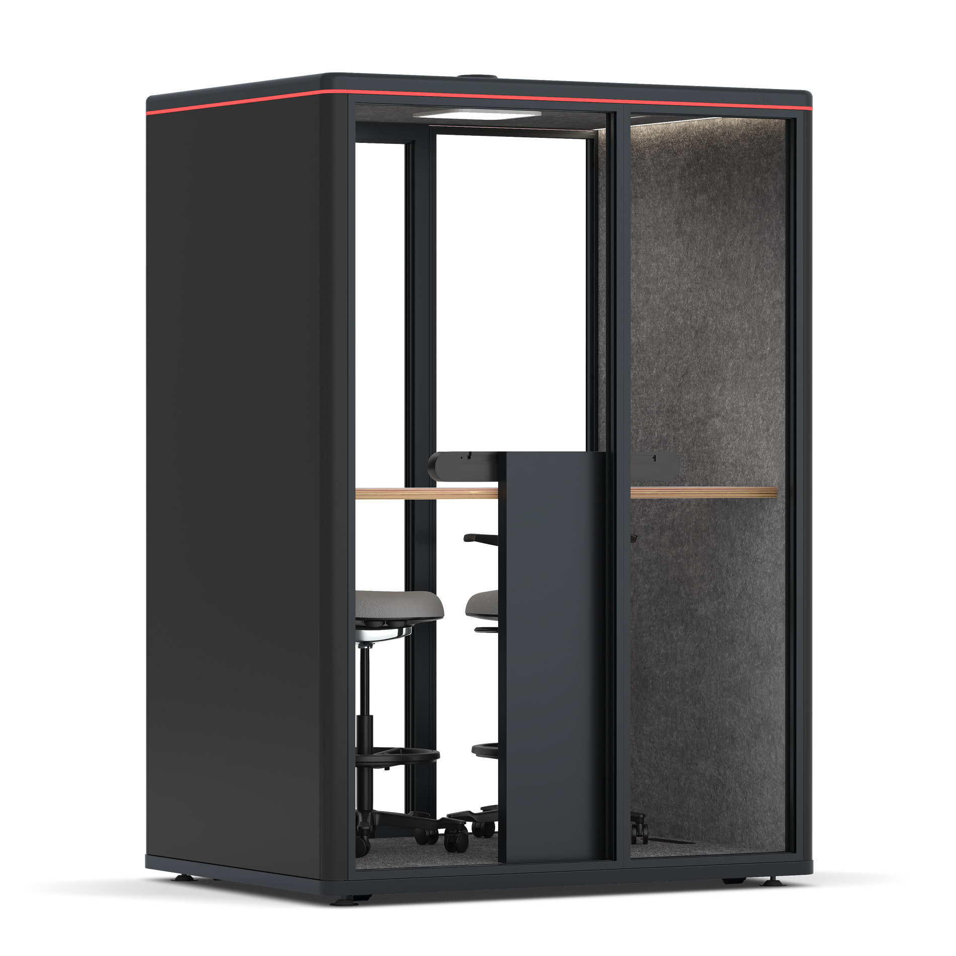 Omni TwoWorkstation + 2 stools / RAL Black / Dark Grey Pet Board