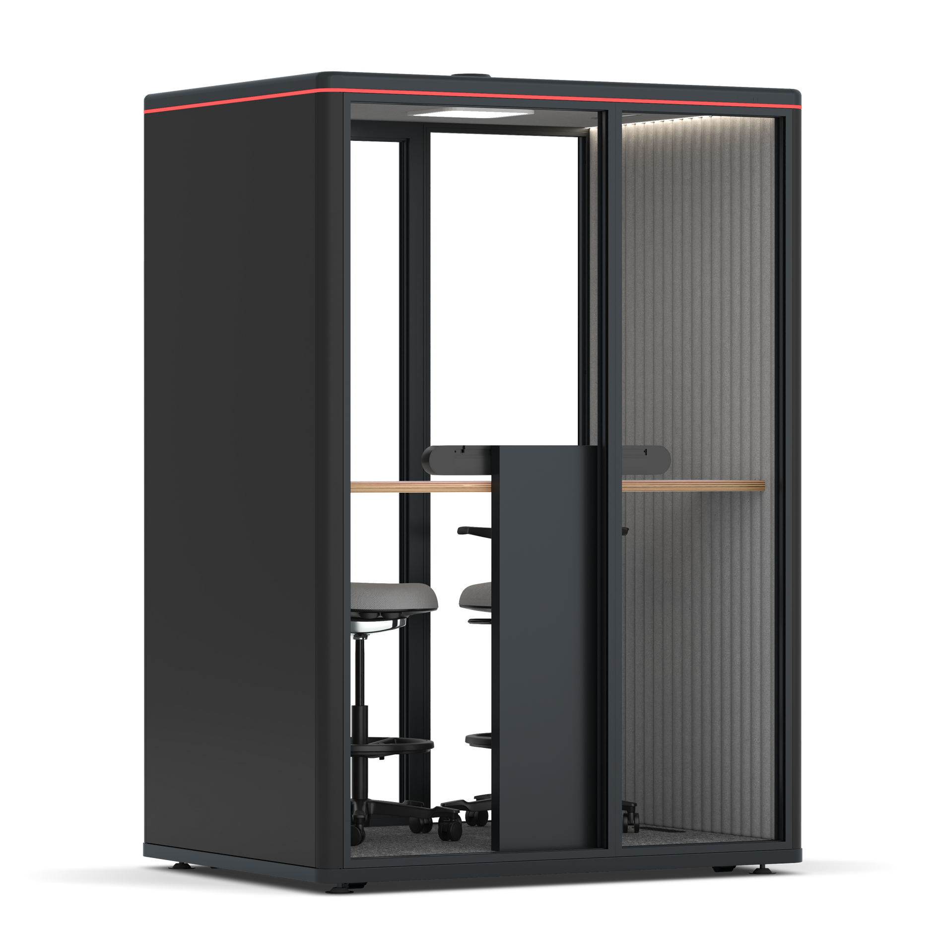 Omni TwoWorkstation + 2 stools / RAL Black / Grey Corrugated