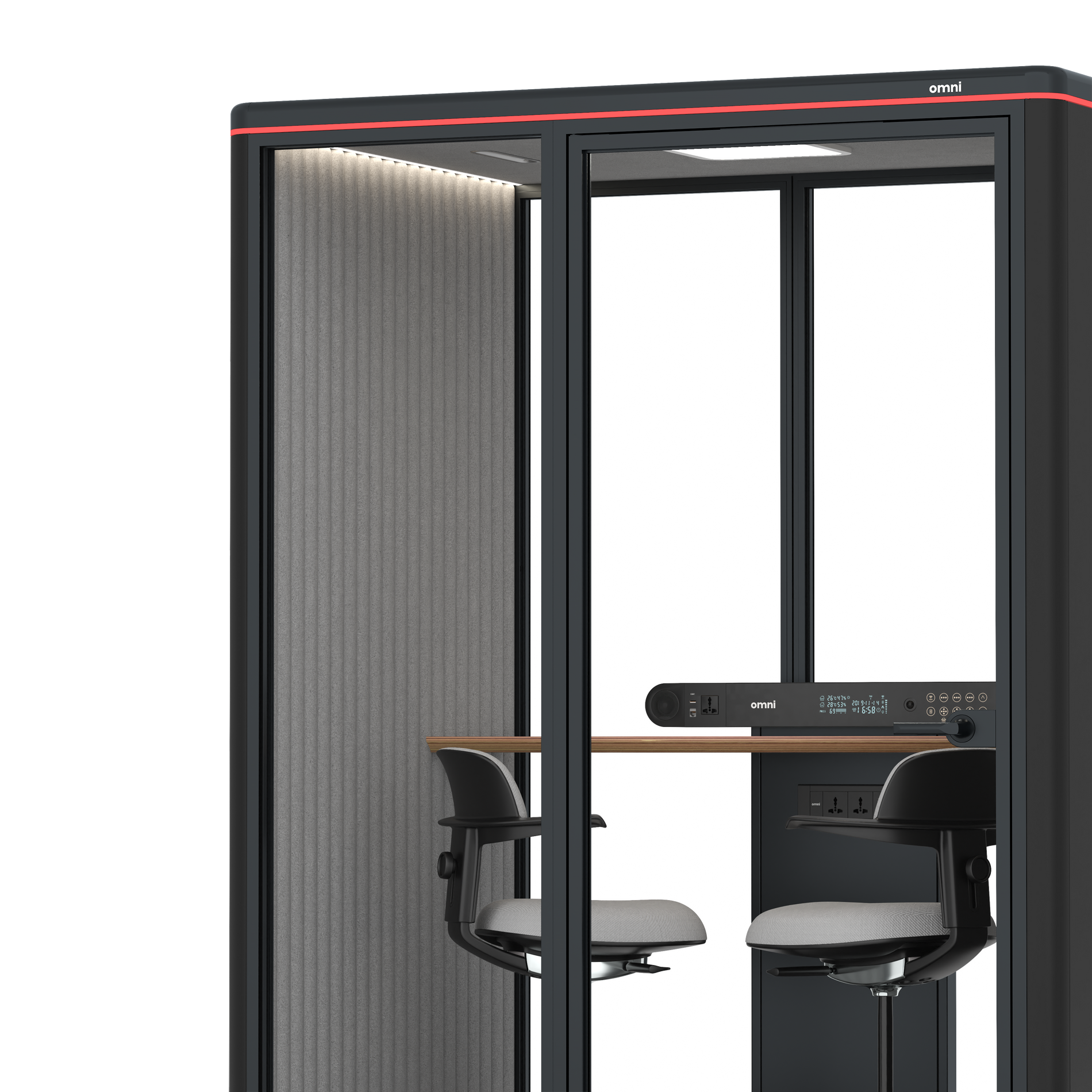 Omni TwoWorkstation + 2 stools / RAL Black / Grey Corrugated