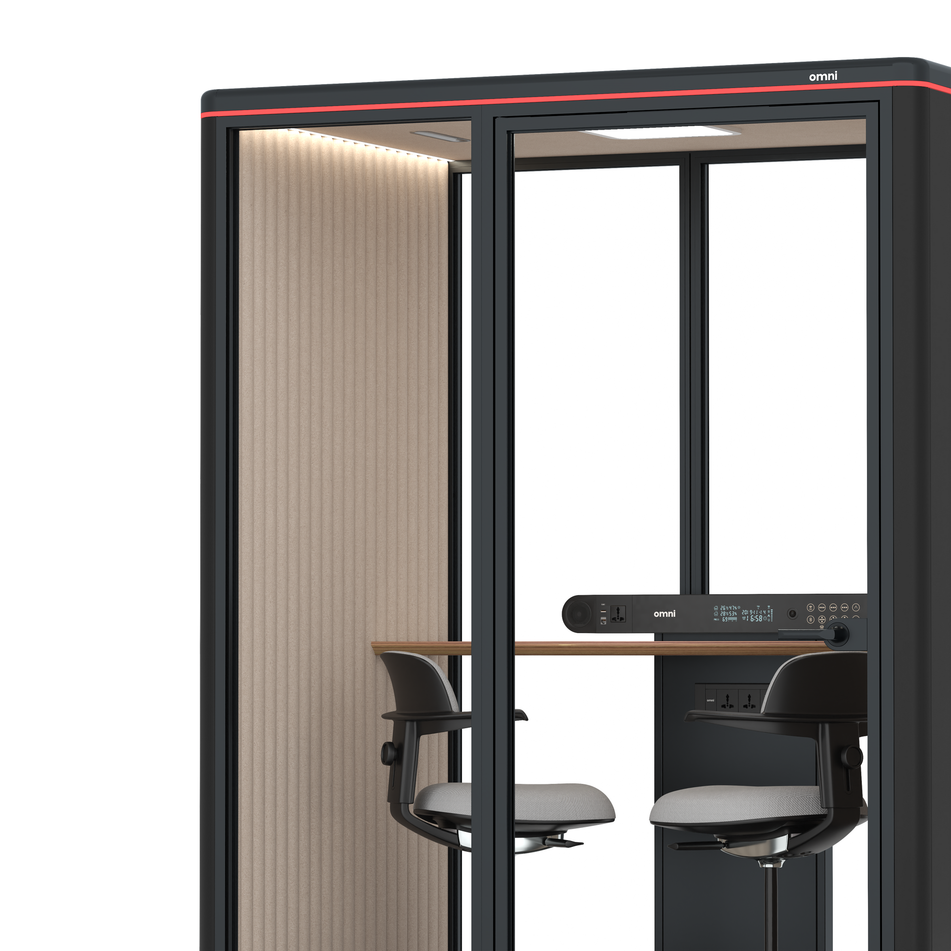 Omni TwoWorkstation + 2 stools / RAL Black / Beige Corrugated