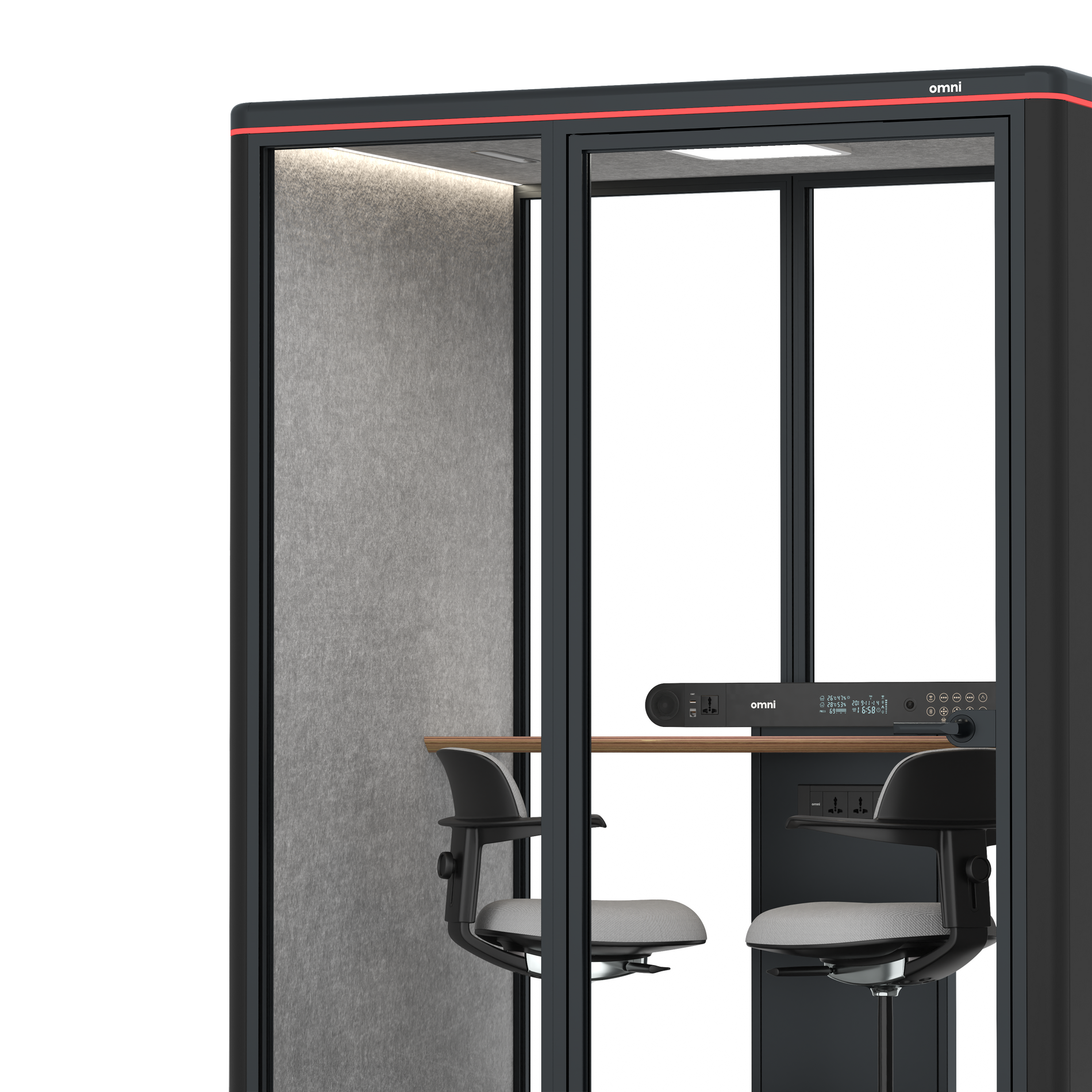 Omni TwoWorkstation + 2 stools / RAL Black / Light Grey Pet Board
