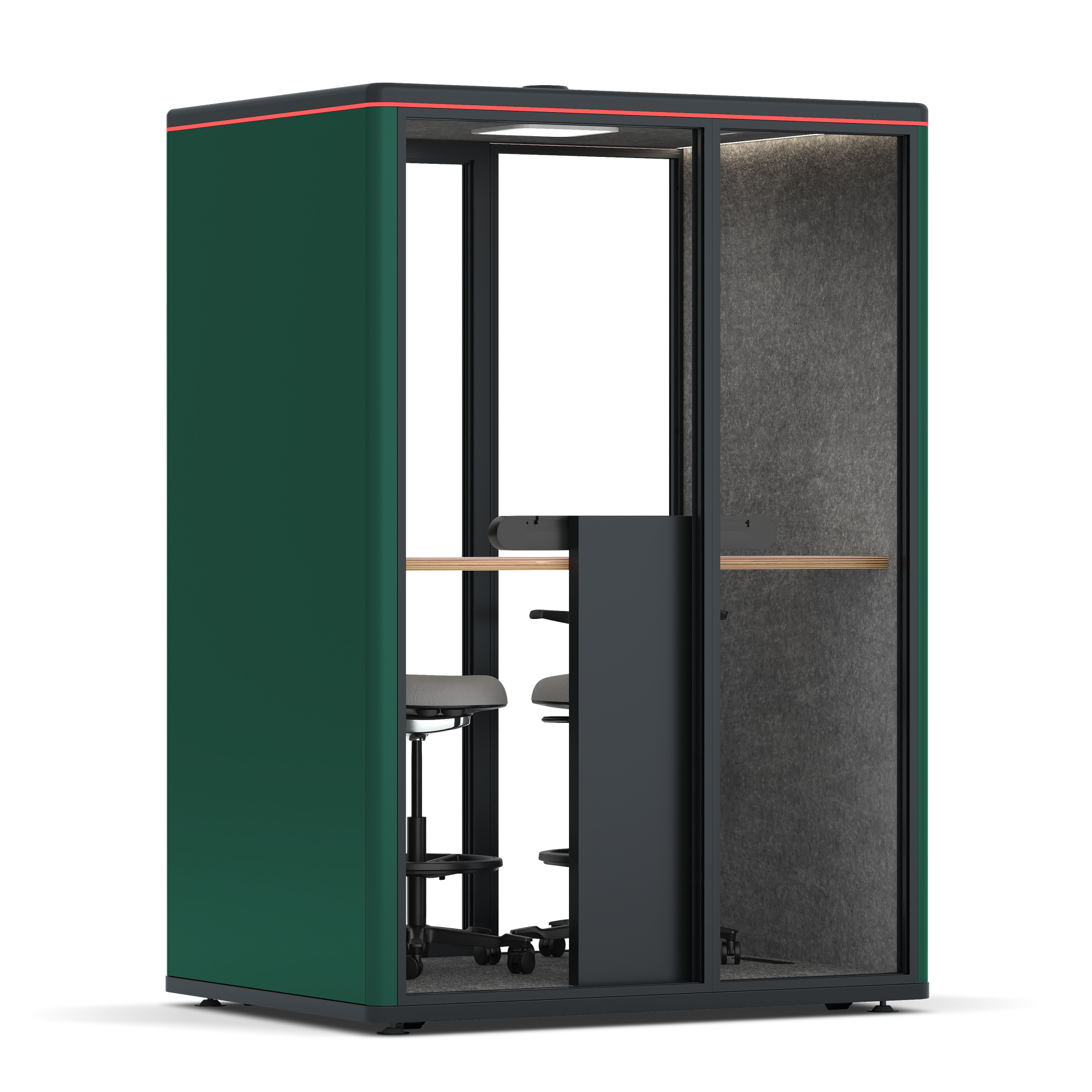 Omni TwoWorkstation + 2 stools / RAL Moss Green / #615f5d