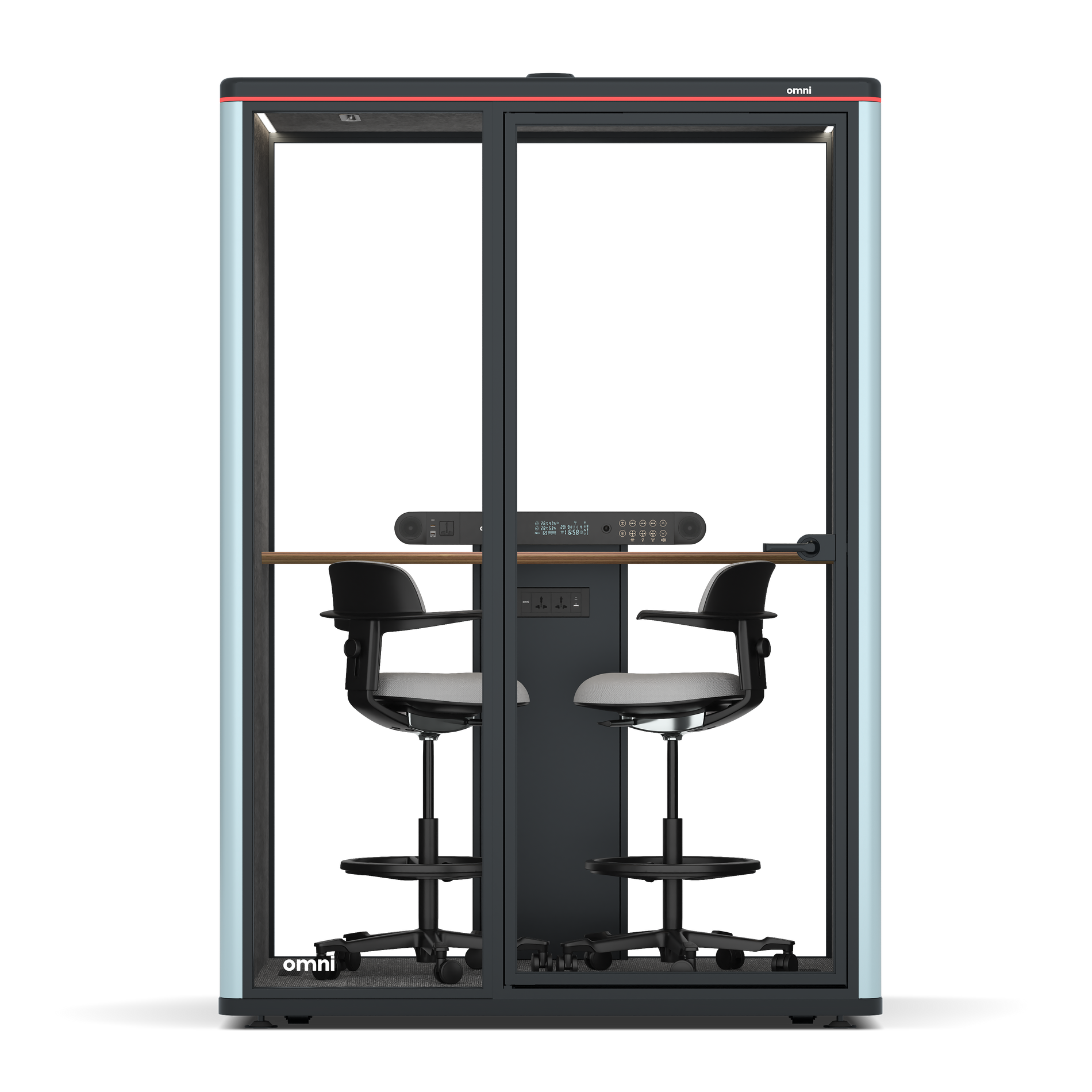 Omni TwoWorkstation + 2 stools / RAL Grey Blue / #615f5d