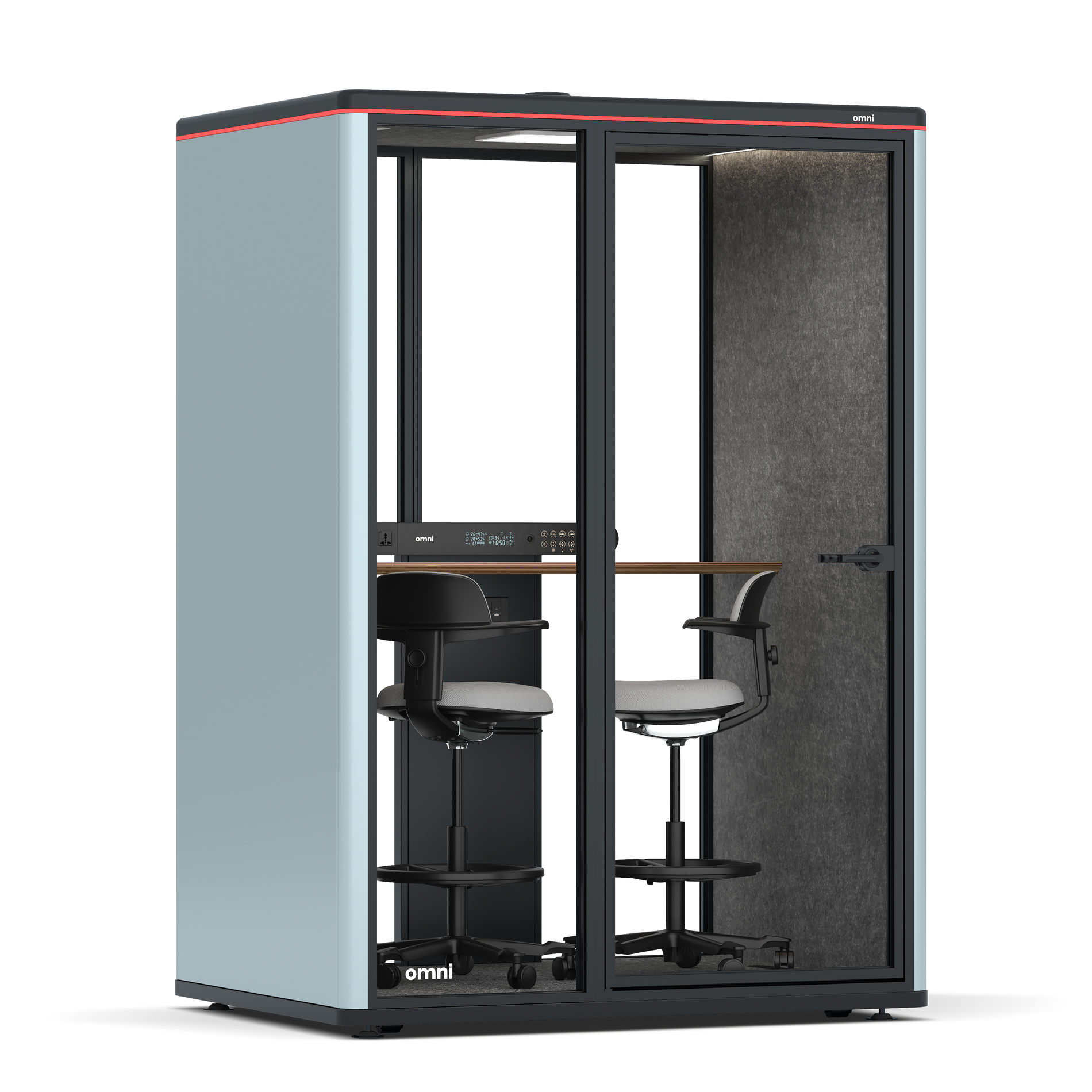 Omni TwoWorkstation + 2 stools / RAL Grey Blue / #615f5d