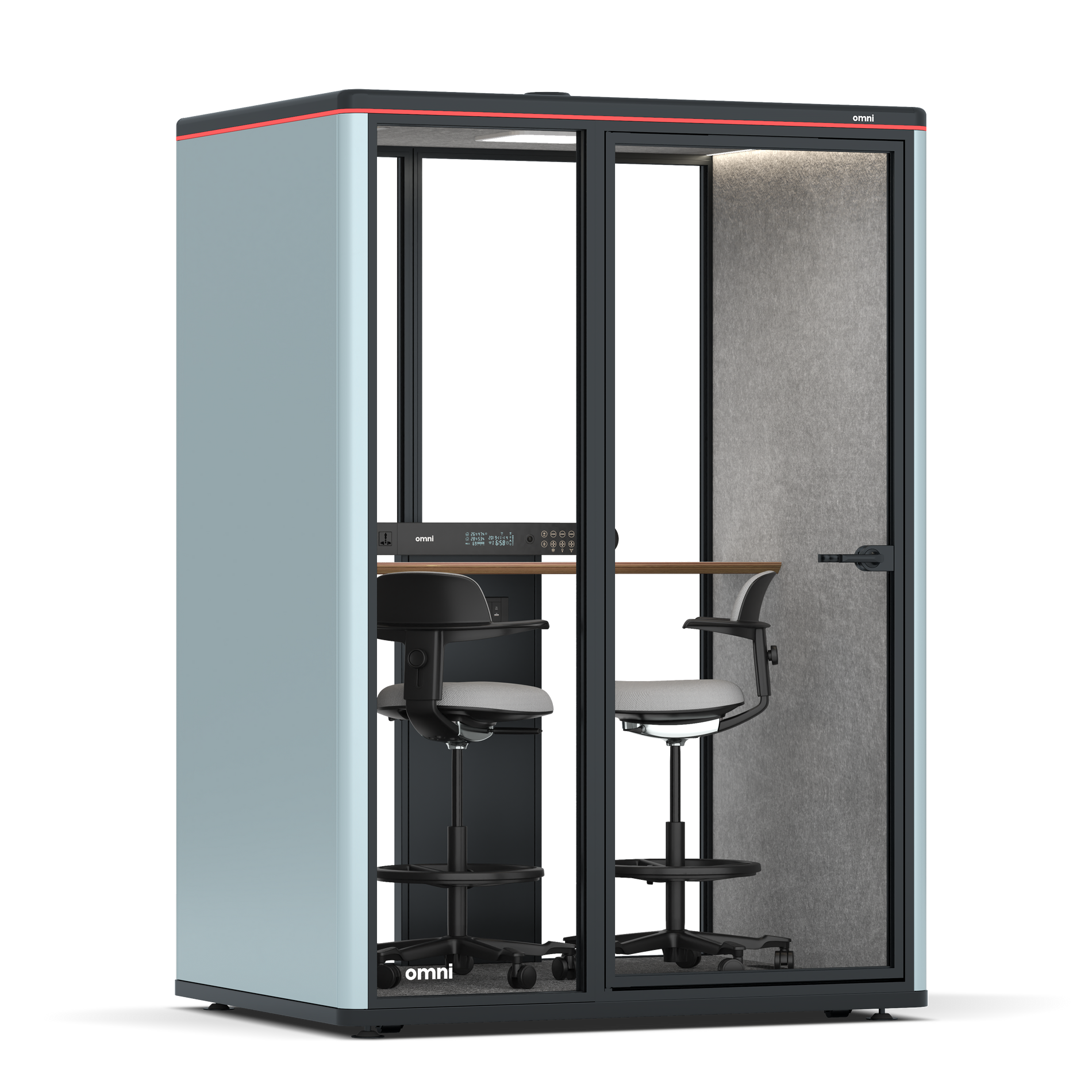 Omni TwoWorkstation + 2 stools / RAL Grey Blue / #a49f98