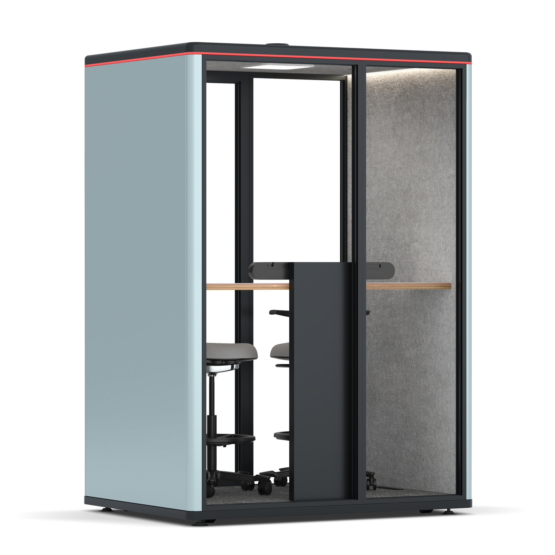 Omni TwoWorkstation + 2 stools / RAL Grey Blue / #a49f98