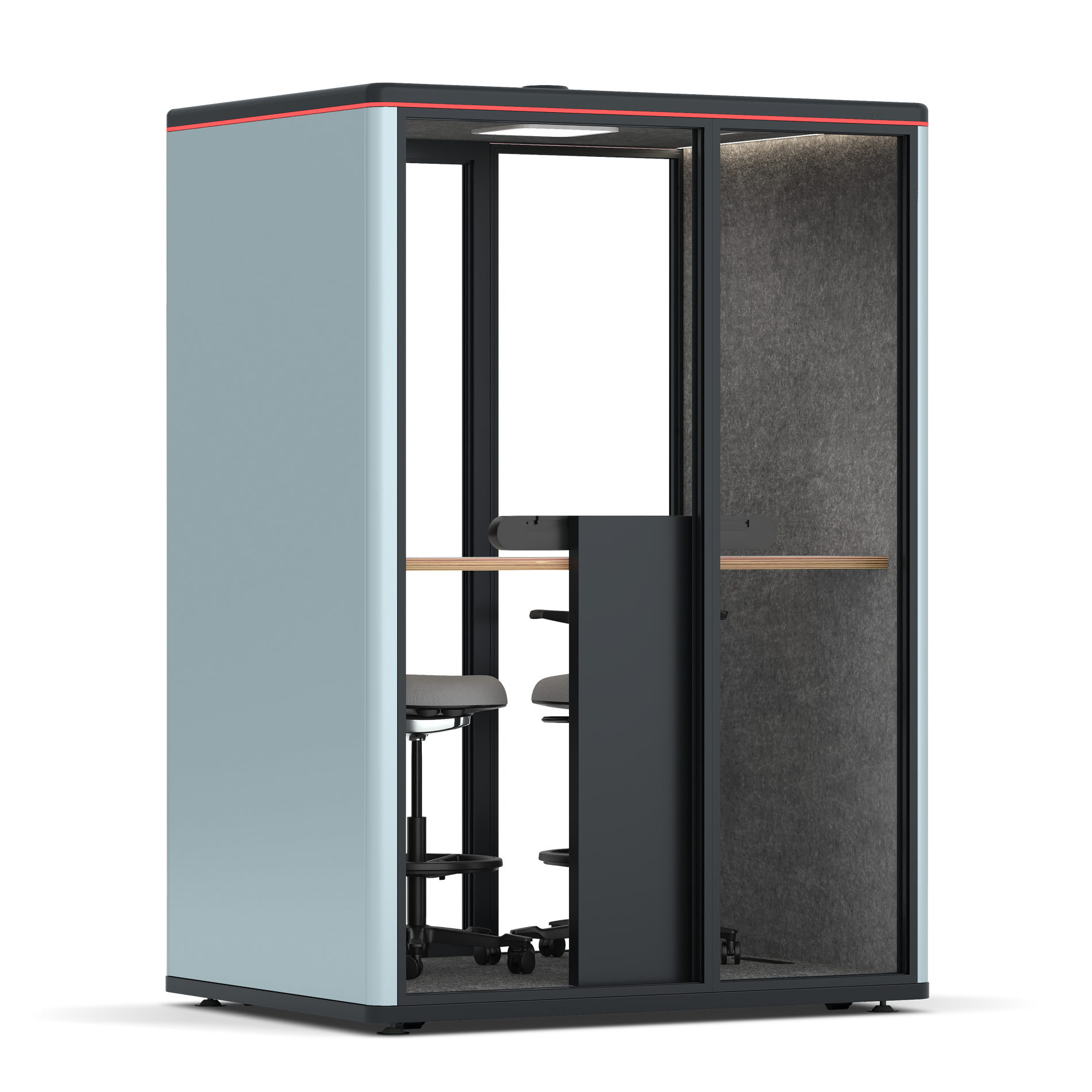 Omni TwoWorkstation + 2 stools / RAL Grey Blue / #615f5d