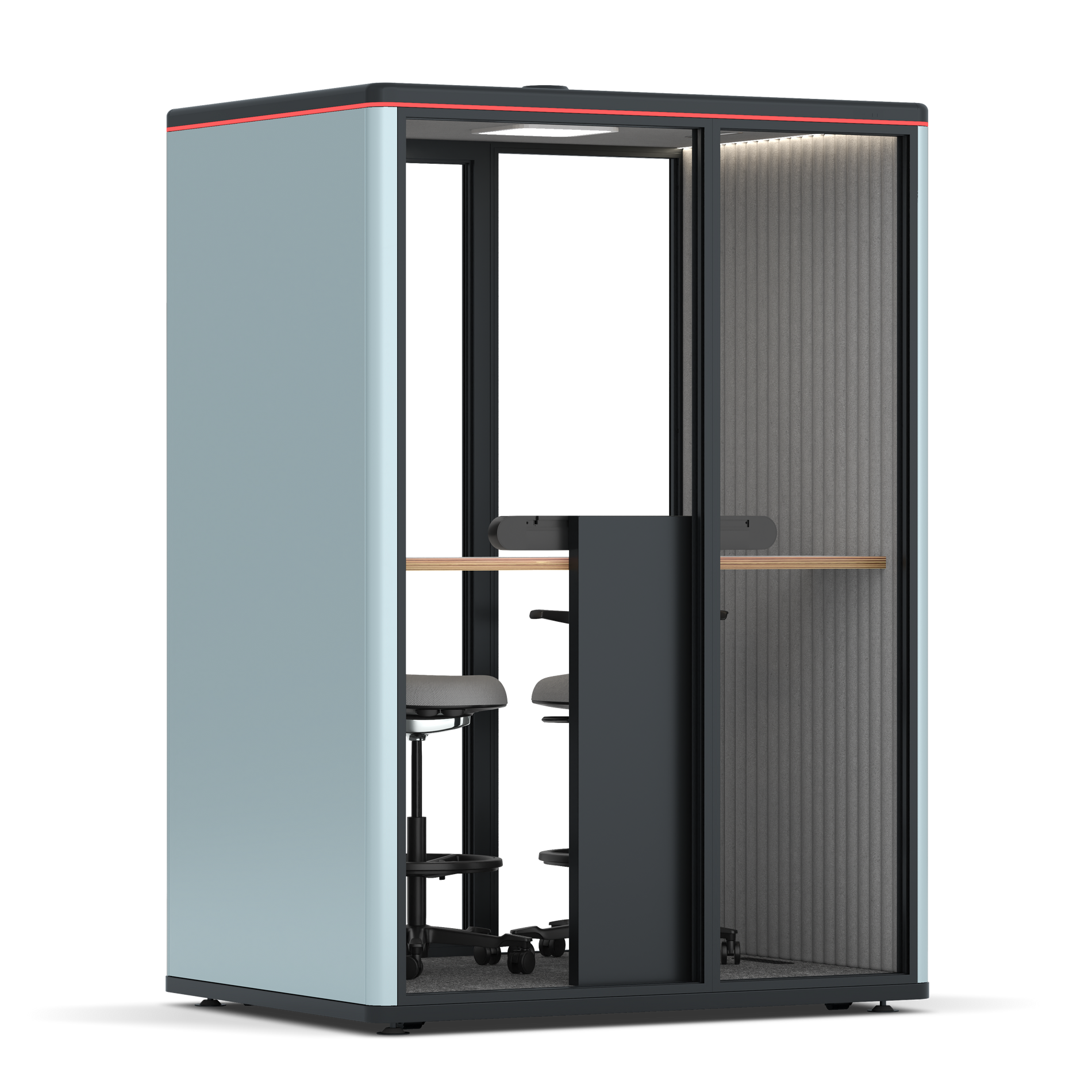Omni TwoWorkstation + 2 stools / RAL Grey Blue / #6d6c69