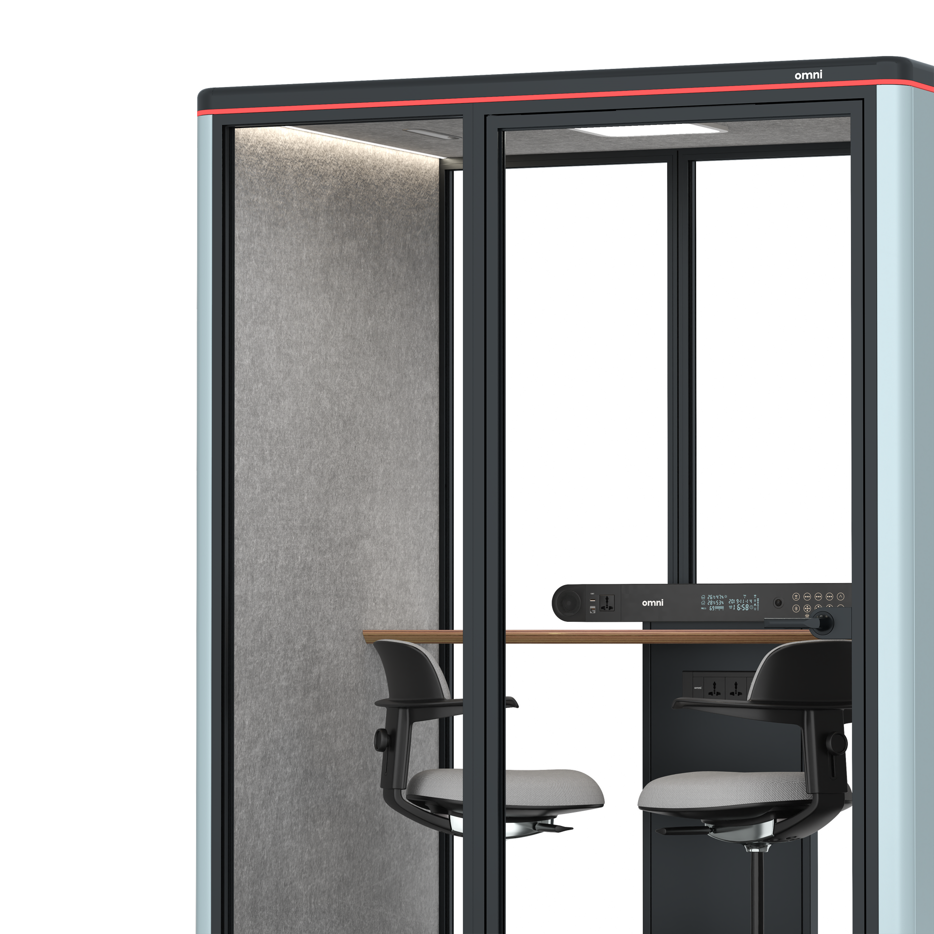 Omni TwoWorkstation + 2 stools / RAL Grey Blue / #a49f98