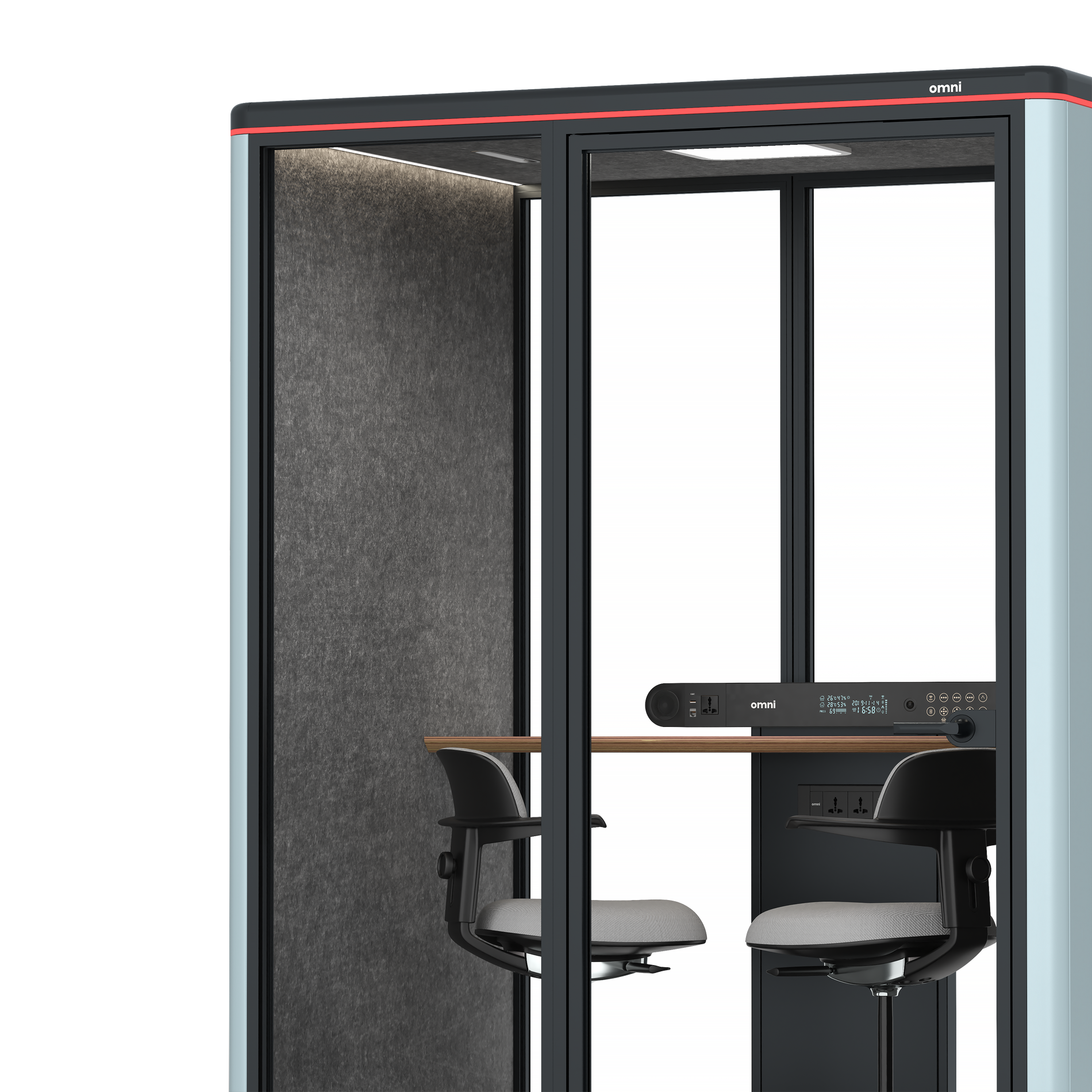 Omni TwoWorkstation + 2 stools / RAL Grey Blue / #615f5d