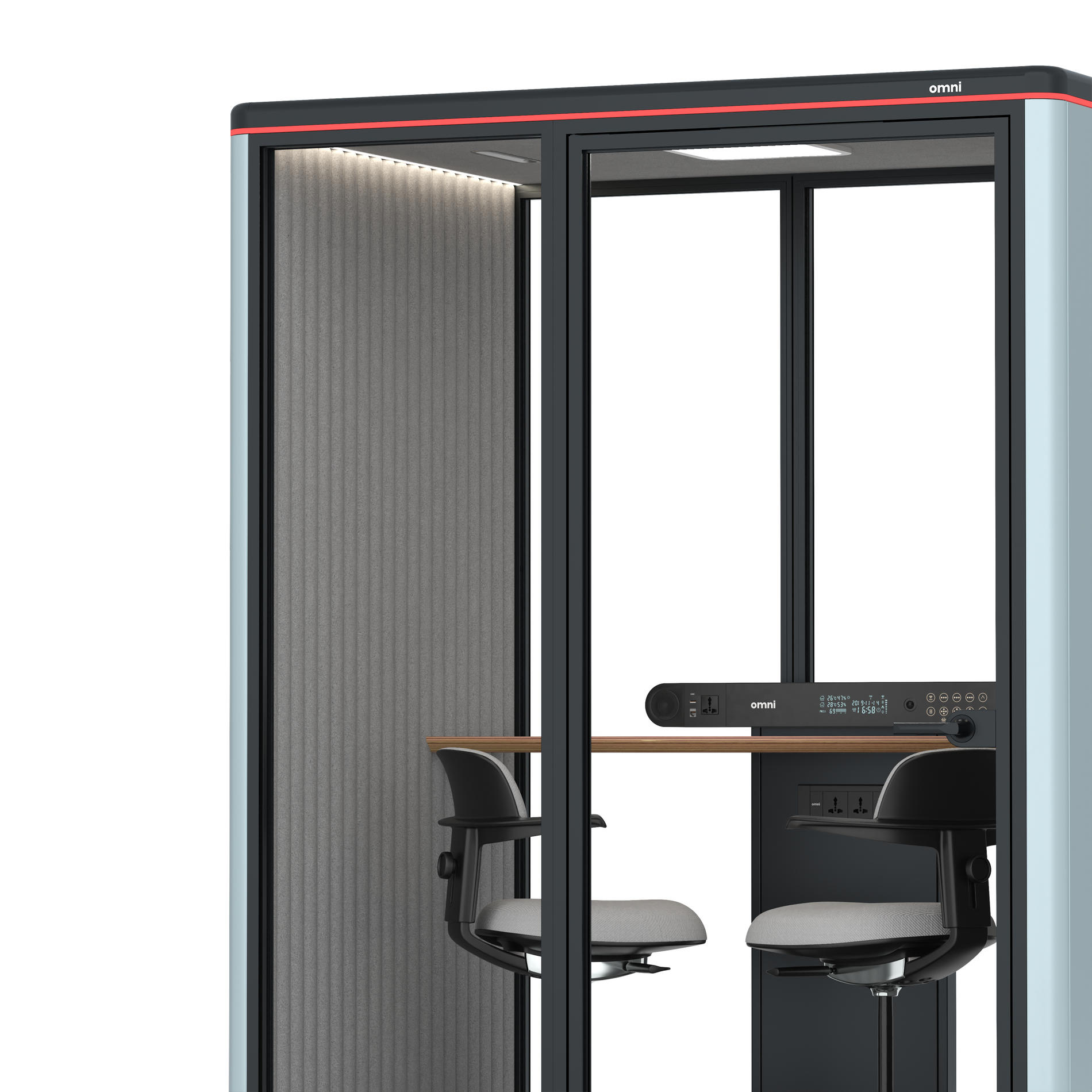 Omni TwoWorkstation + 2 stools / RAL Grey Blue / #6d6c69