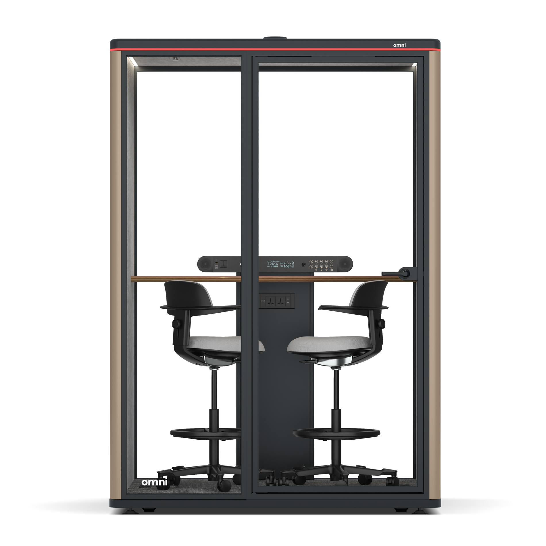 Omni TwoWorkstation + 2 stools / RAL Grey Beige / #a49f98