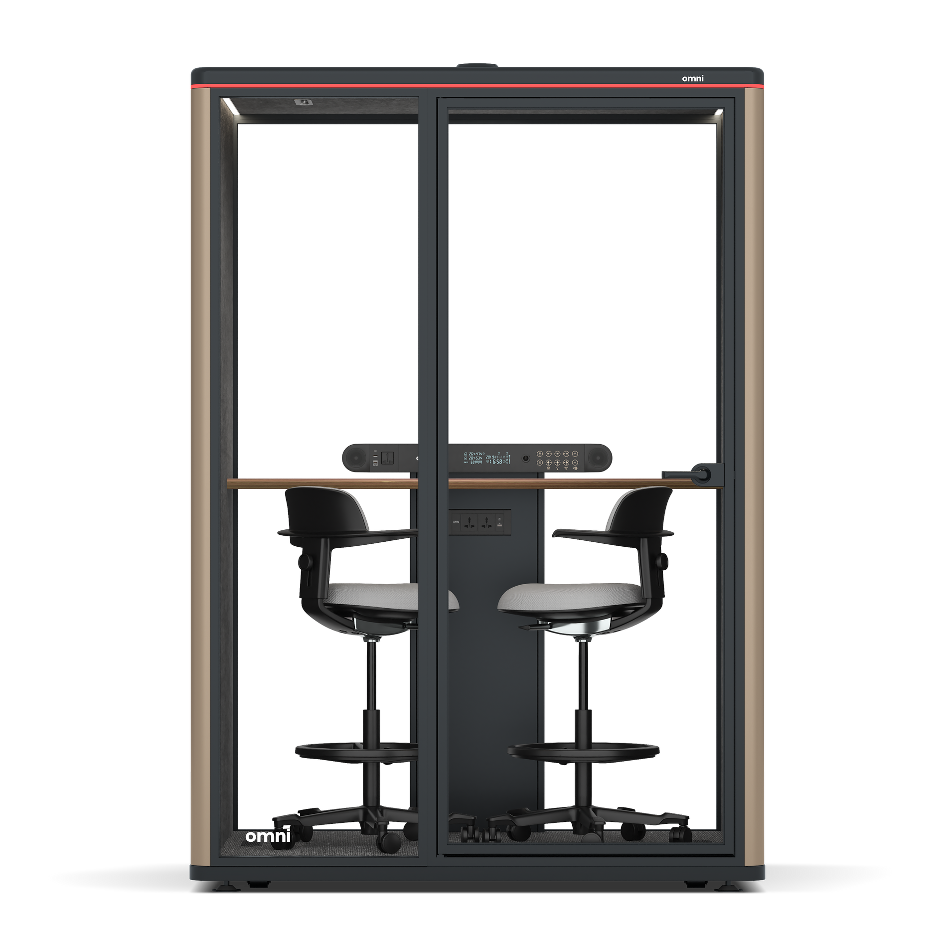 Omni TwoWorkstation + 2 stools / RAL Grey Beige / #615f5d