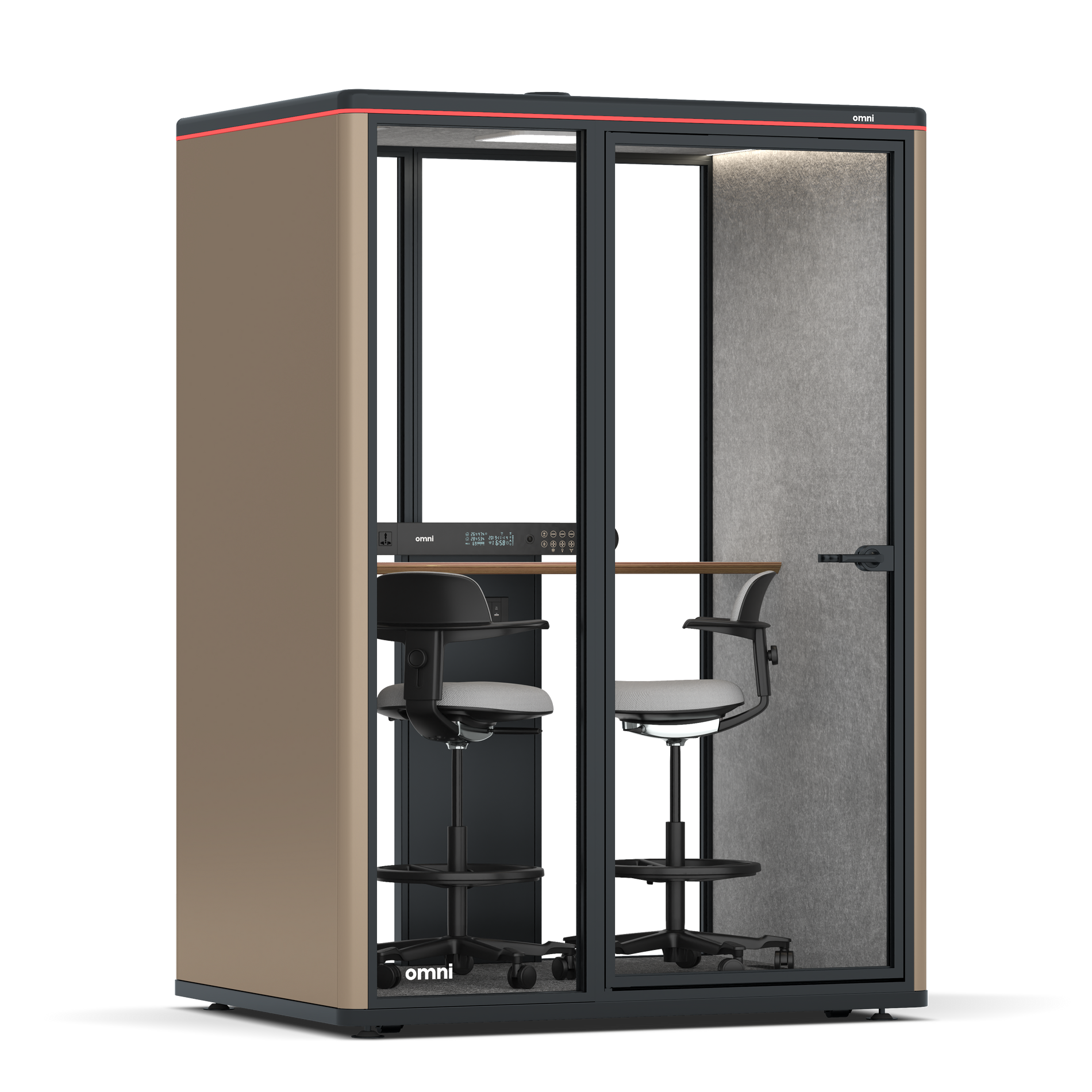 Omni TwoWorkstation + 2 stools / RAL Grey Beige / #a49f98