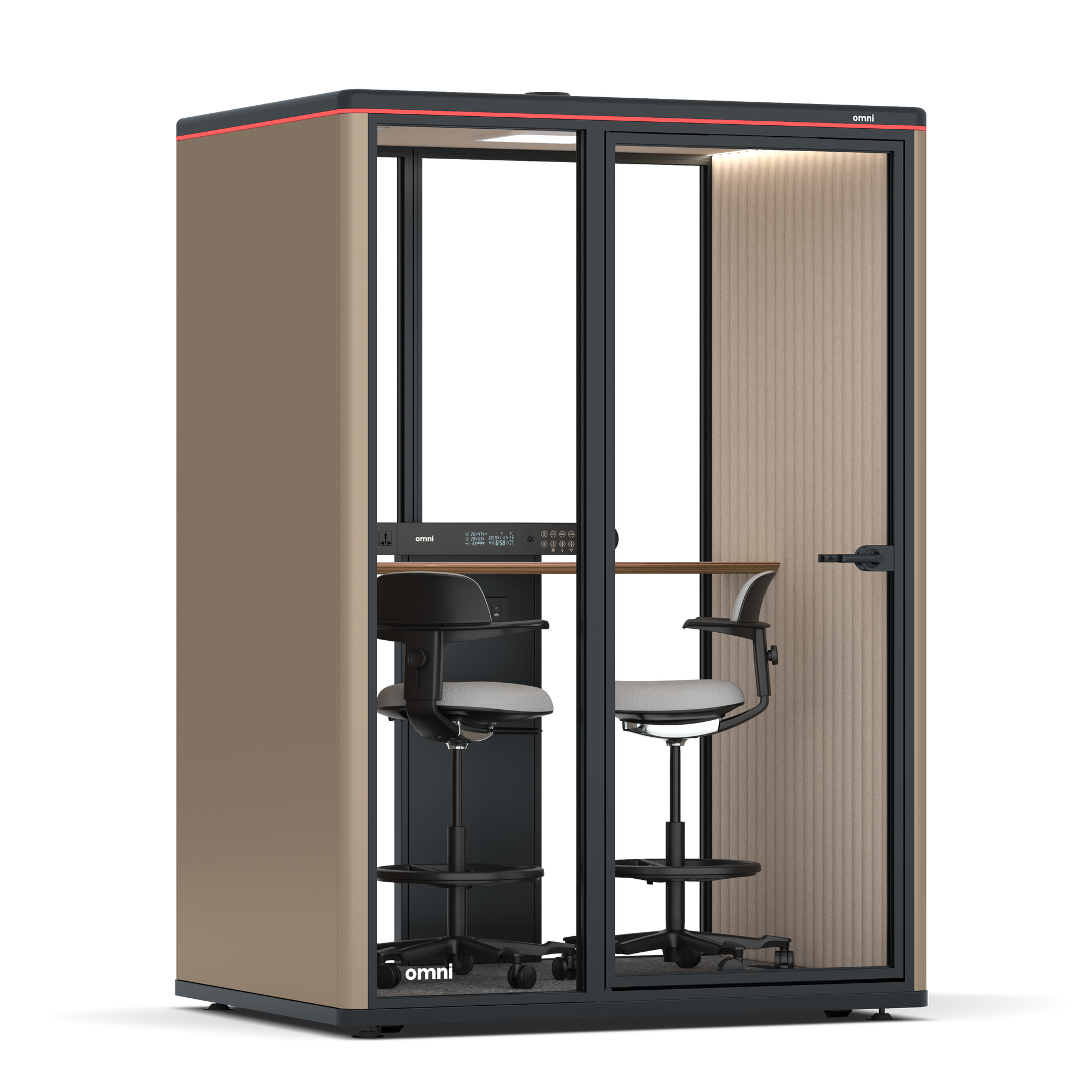 Omni TwoWorkstation + 2 stools / RAL Grey Beige / #a18e7e