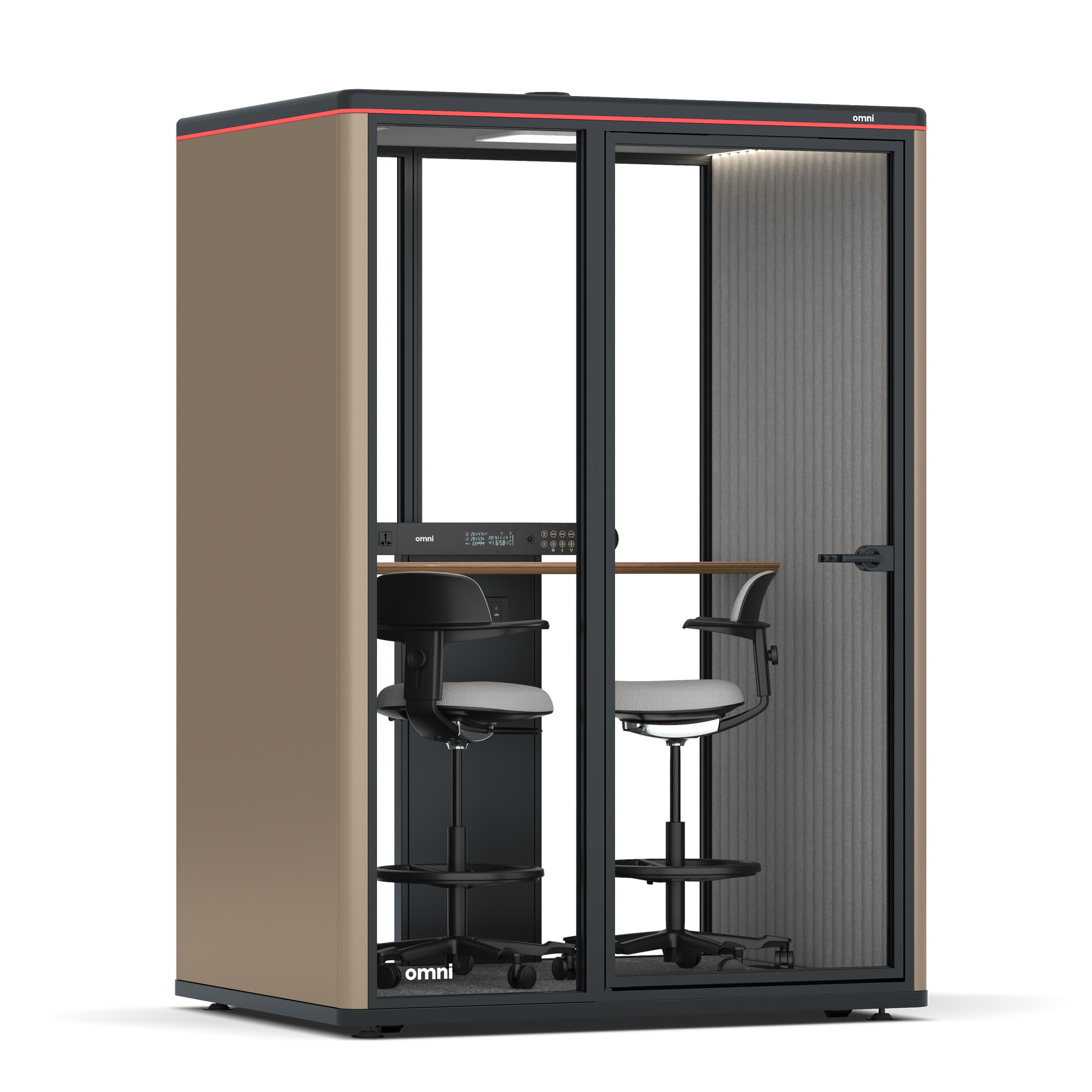 Omni TwoWorkstation + 2 stools / RAL Grey Beige / #6d6c69