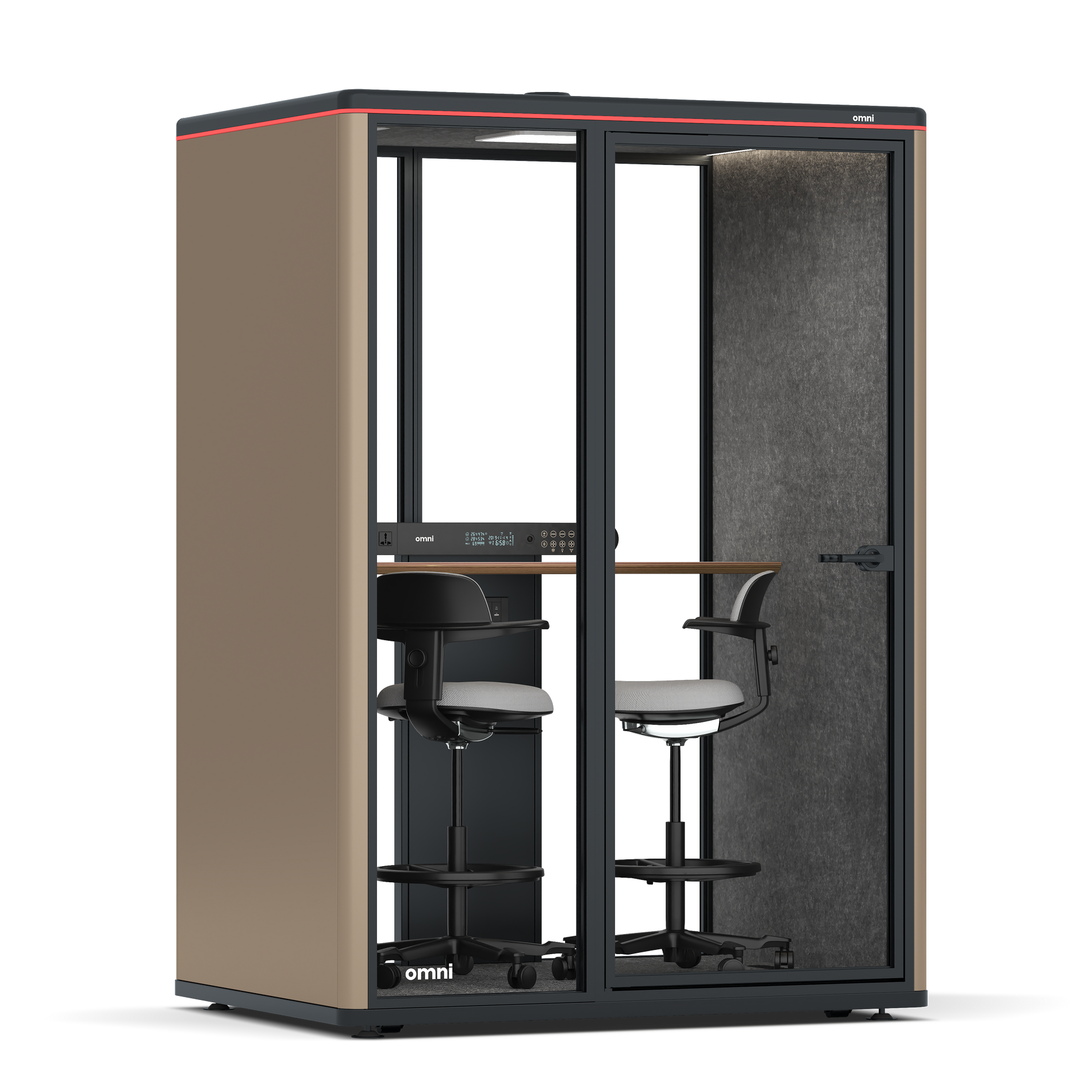 Omni TwoWorkstation + 2 stools / RAL Grey Beige / #615f5d