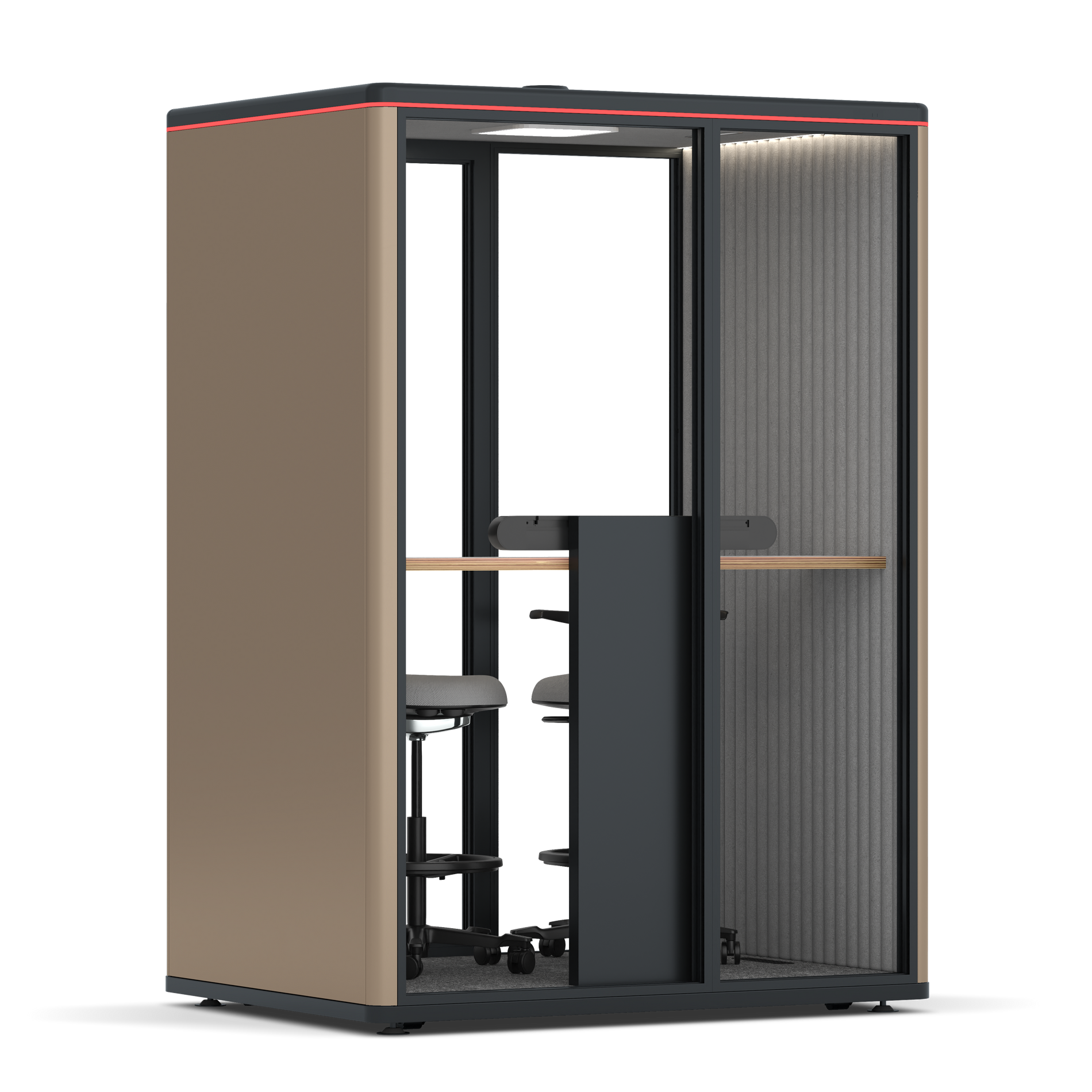 Omni TwoWorkstation + 2 stools / RAL Grey Beige / #6d6c69
