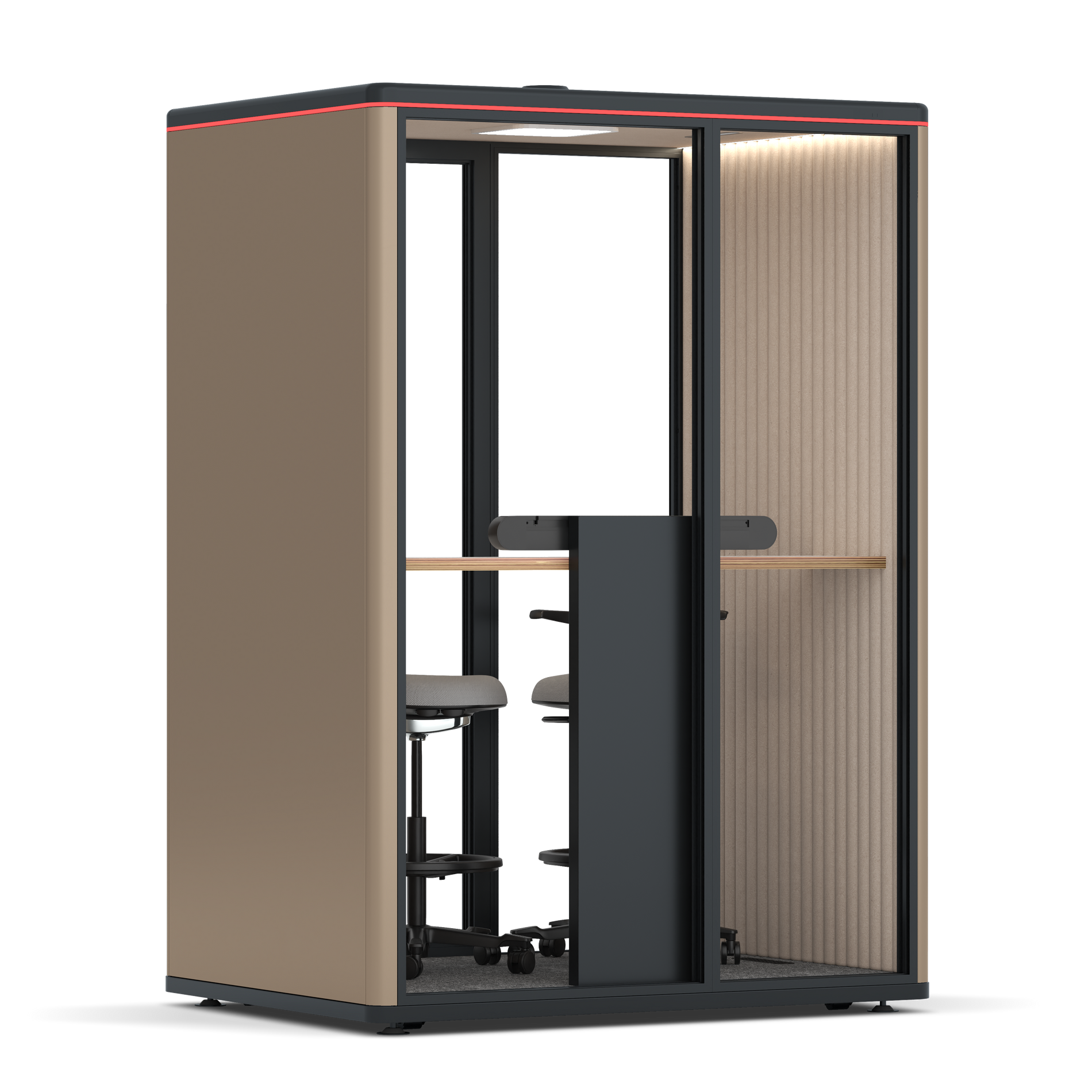 Omni TwoWorkstation + 2 stools / RAL Grey Beige / #a18e7e