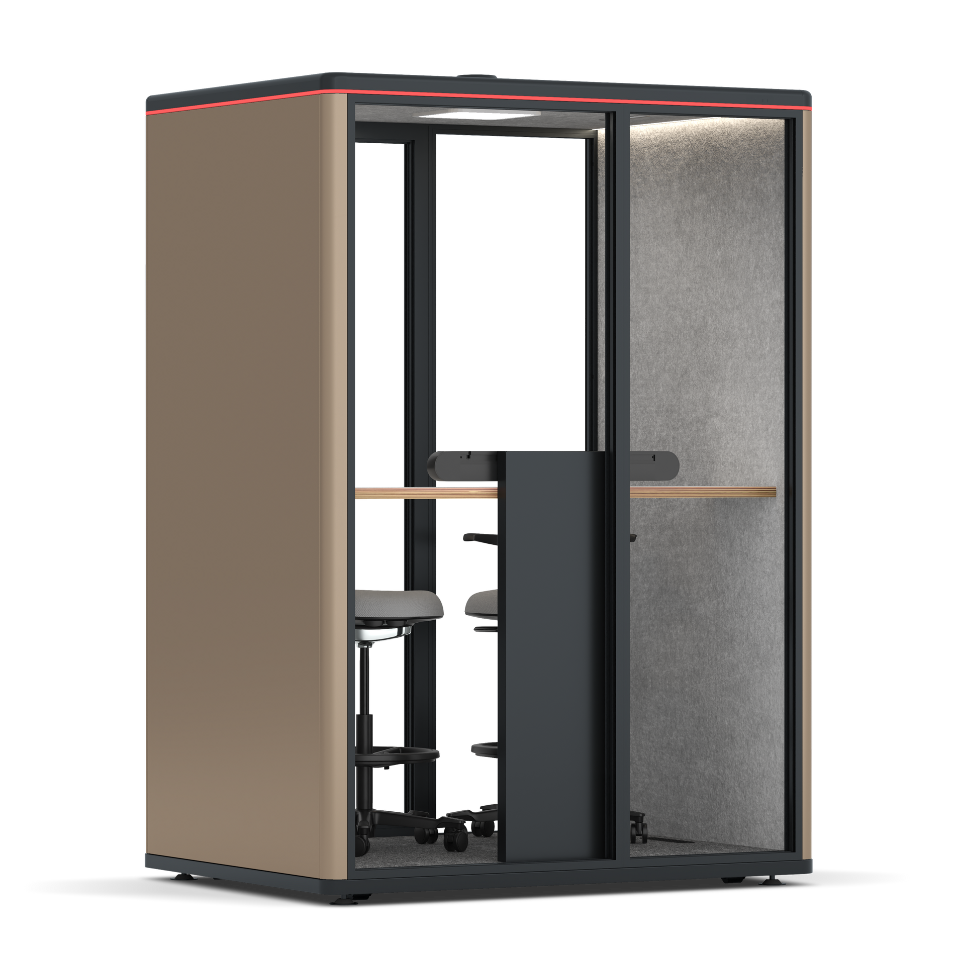 Omni TwoWorkstation + 2 stools / RAL Grey Beige / #a49f98