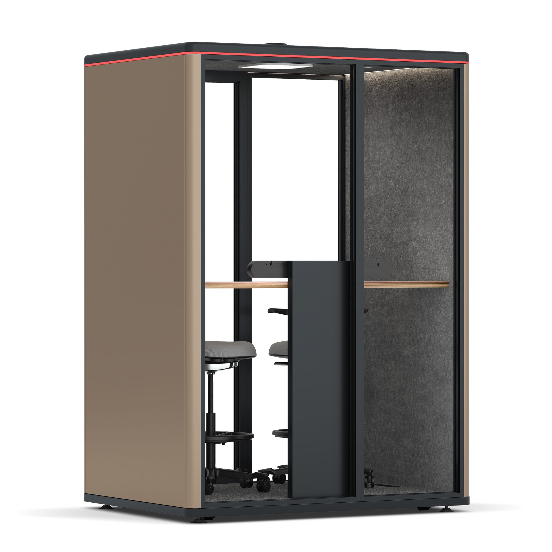 Omni TwoWorkstation + 2 stools / RAL Grey Beige / #615f5d