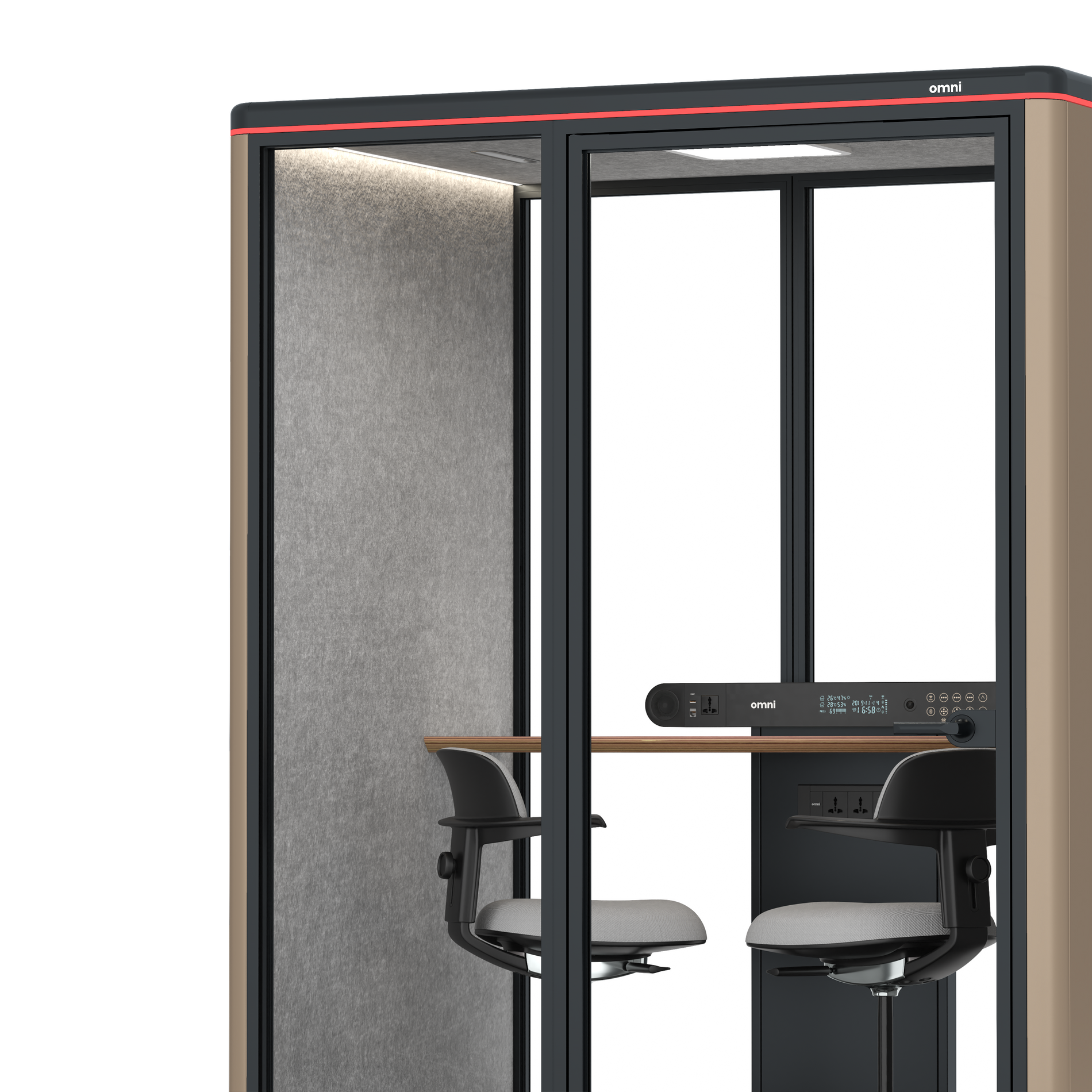 Omni TwoWorkstation + 2 stools / RAL Grey Beige / #a49f98
