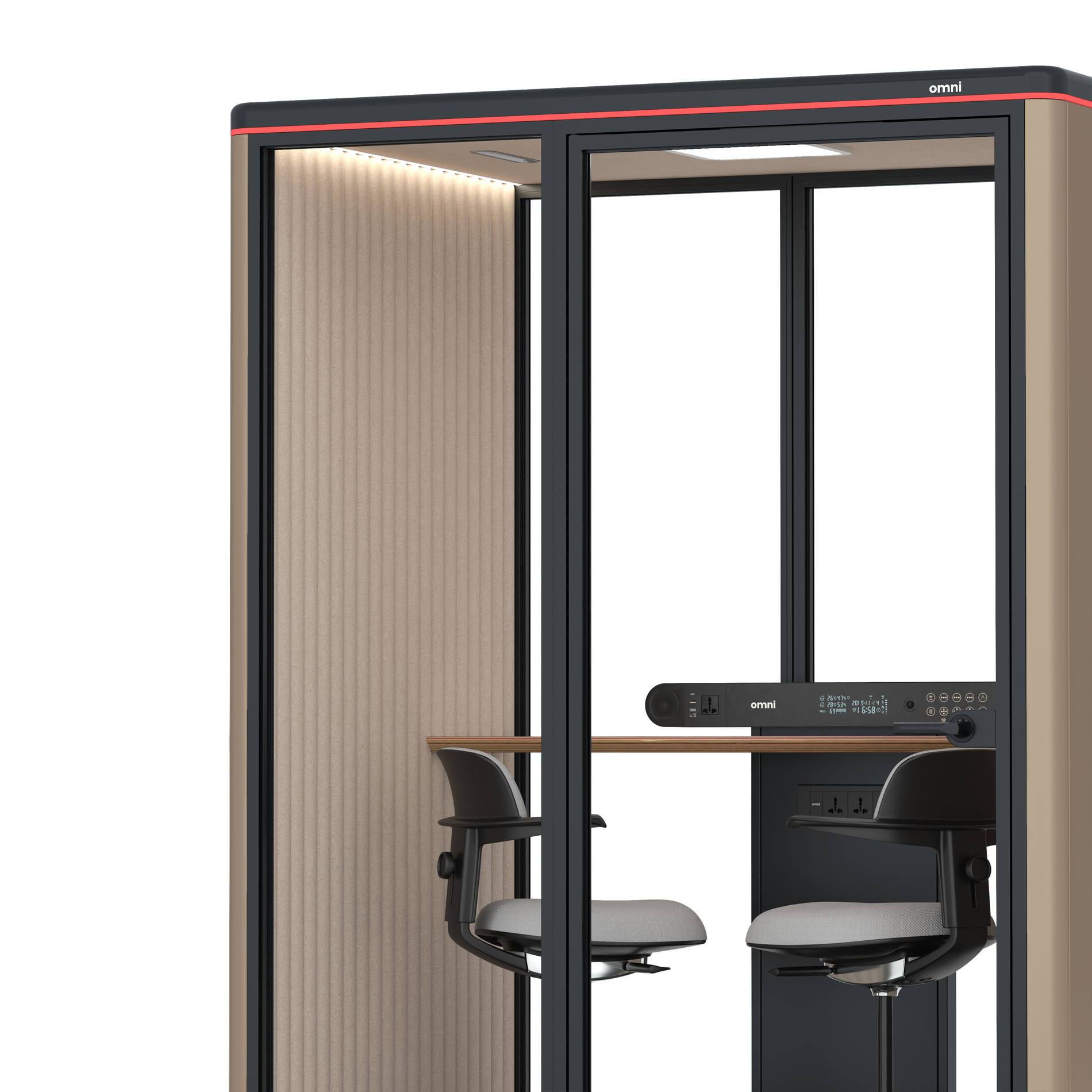 Omni TwoWorkstation + 2 stools / RAL Grey Beige / #a18e7e