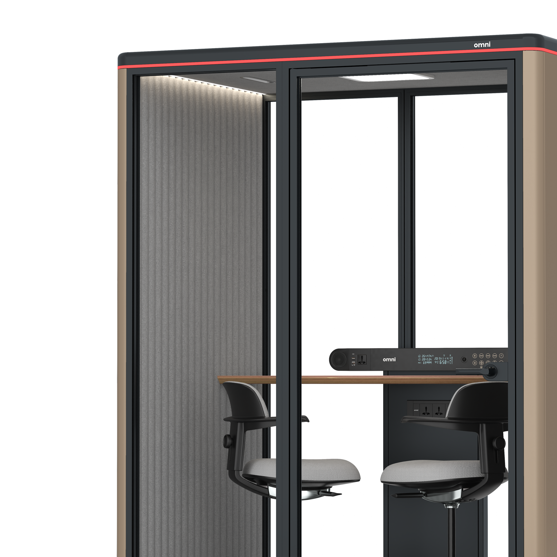 Omni TwoWorkstation + 2 stools / RAL Grey Beige / #6d6c69