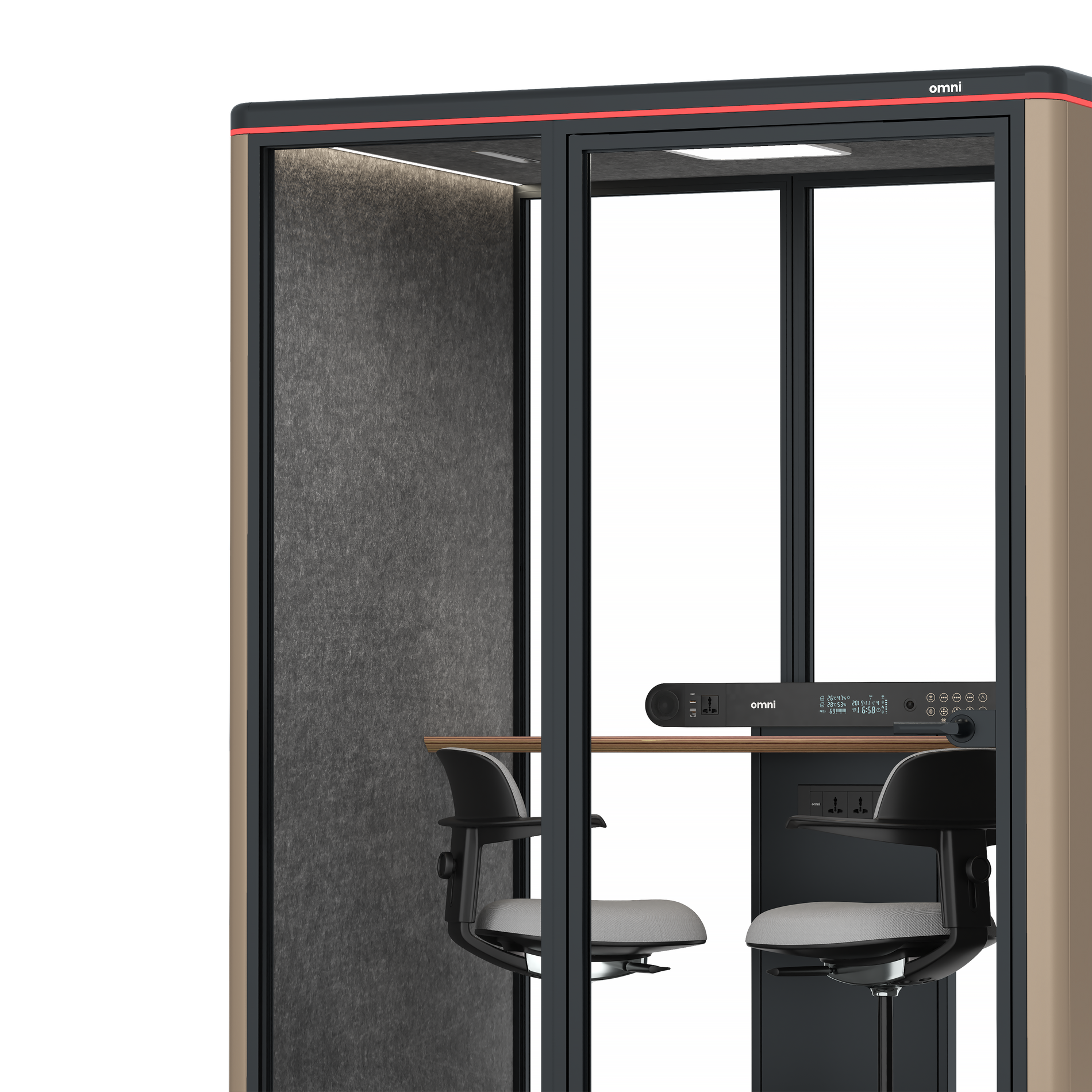 Omni TwoWorkstation + 2 stools / RAL Grey Beige / #615f5d