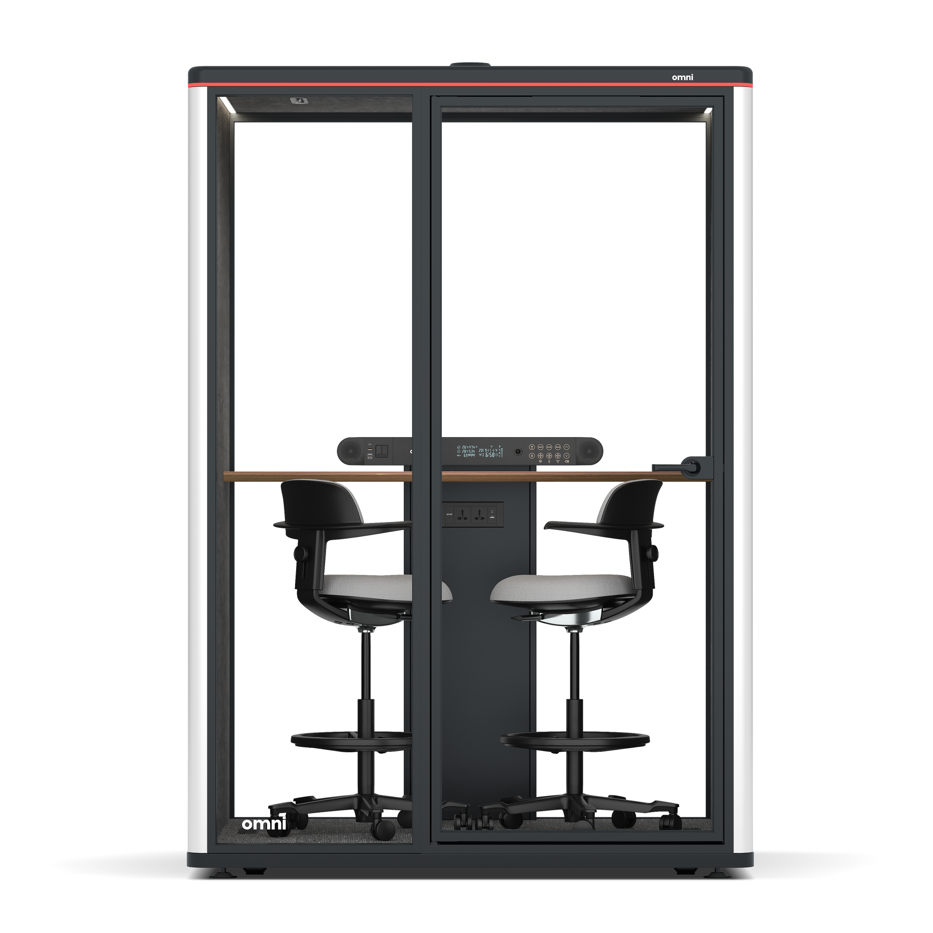 Omni TwoWorkstation + 2 stools / WhiteRAL Pure White / #615f5d