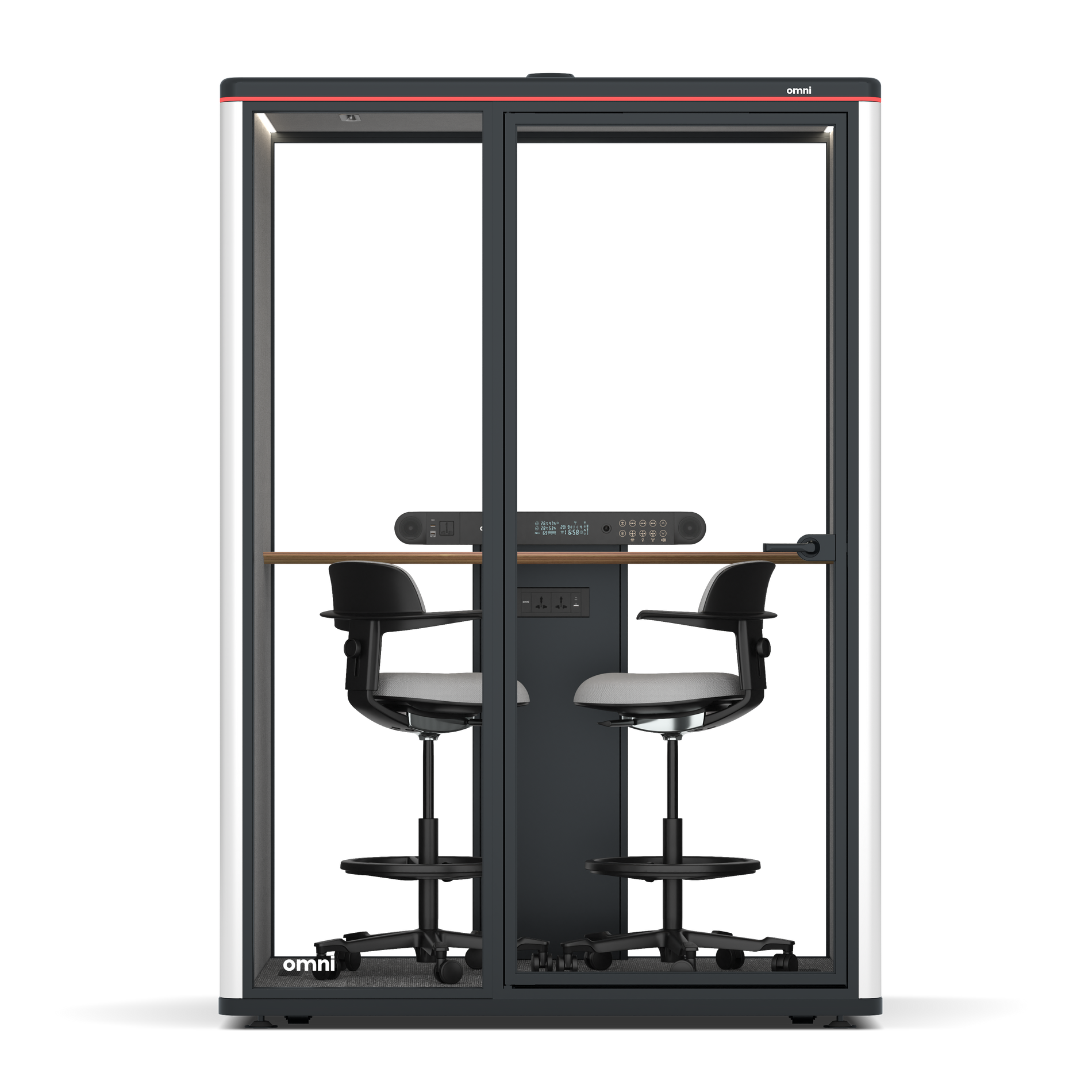 Omni TwoWorkstation + 2 stools / WhiteRAL Pure White / #6d6c69