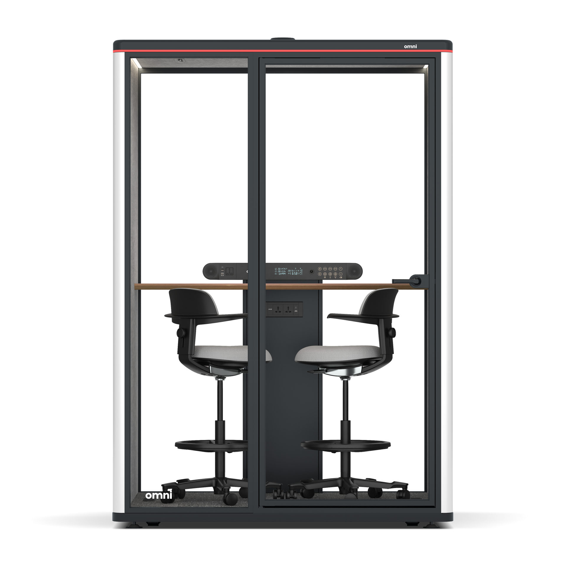 Omni TwoWorkstation + 2 stools / WhiteRAL Pure White / #a49f98