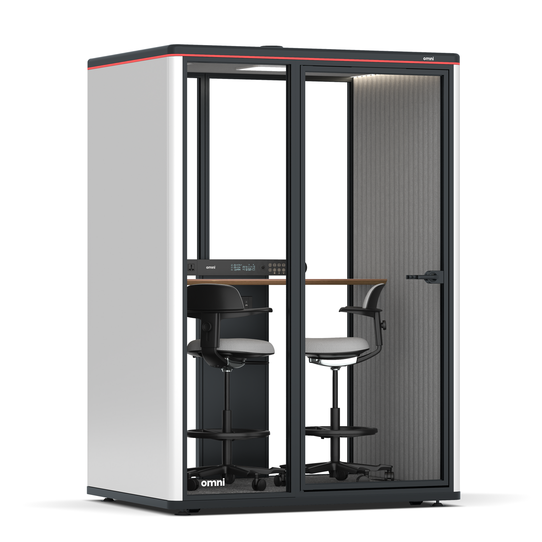 Omni TwoWorkstation + 2 stools / WhiteRAL Pure White / #6d6c69