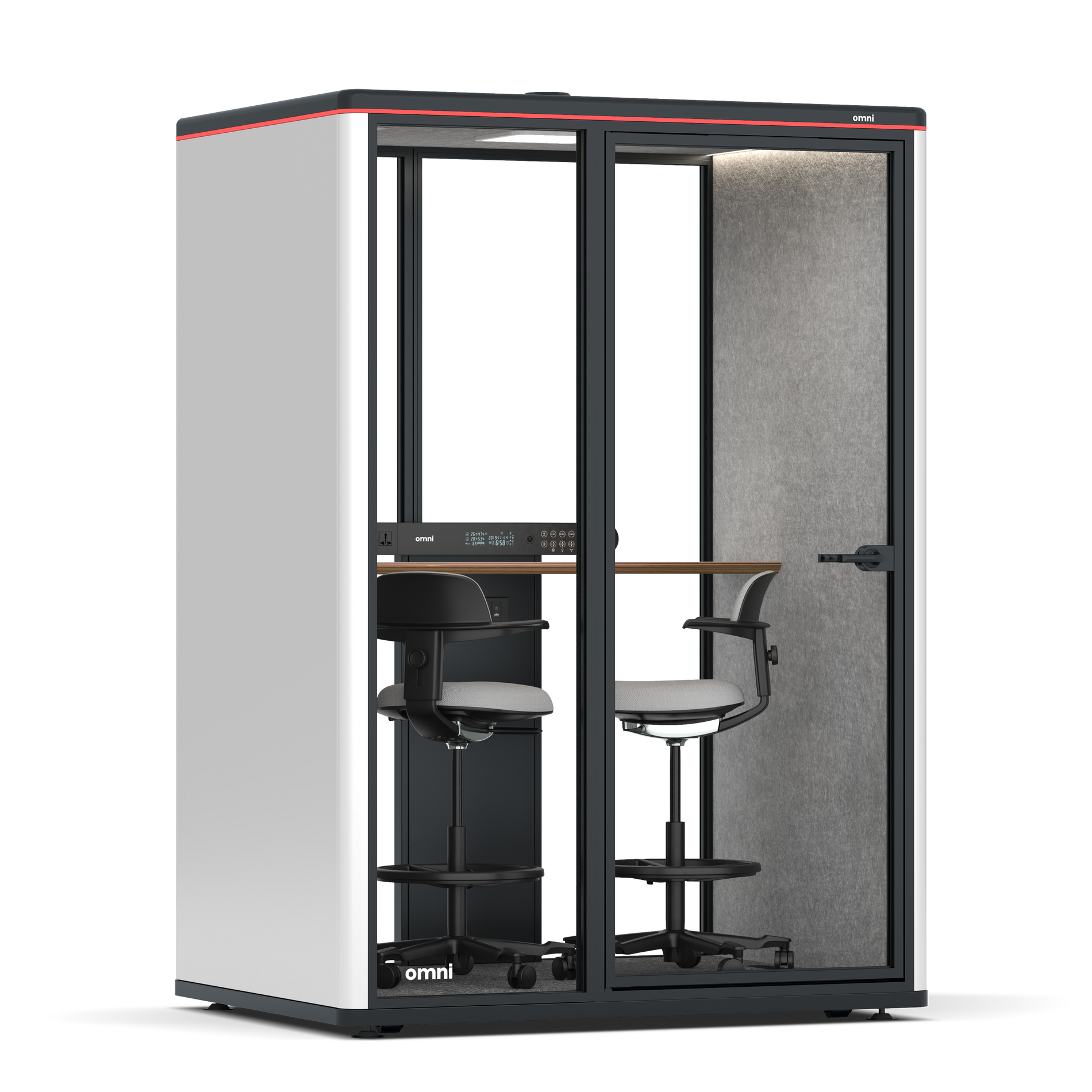 Omni TwoWorkstation + 2 stools / WhiteRAL Pure White / #a49f98