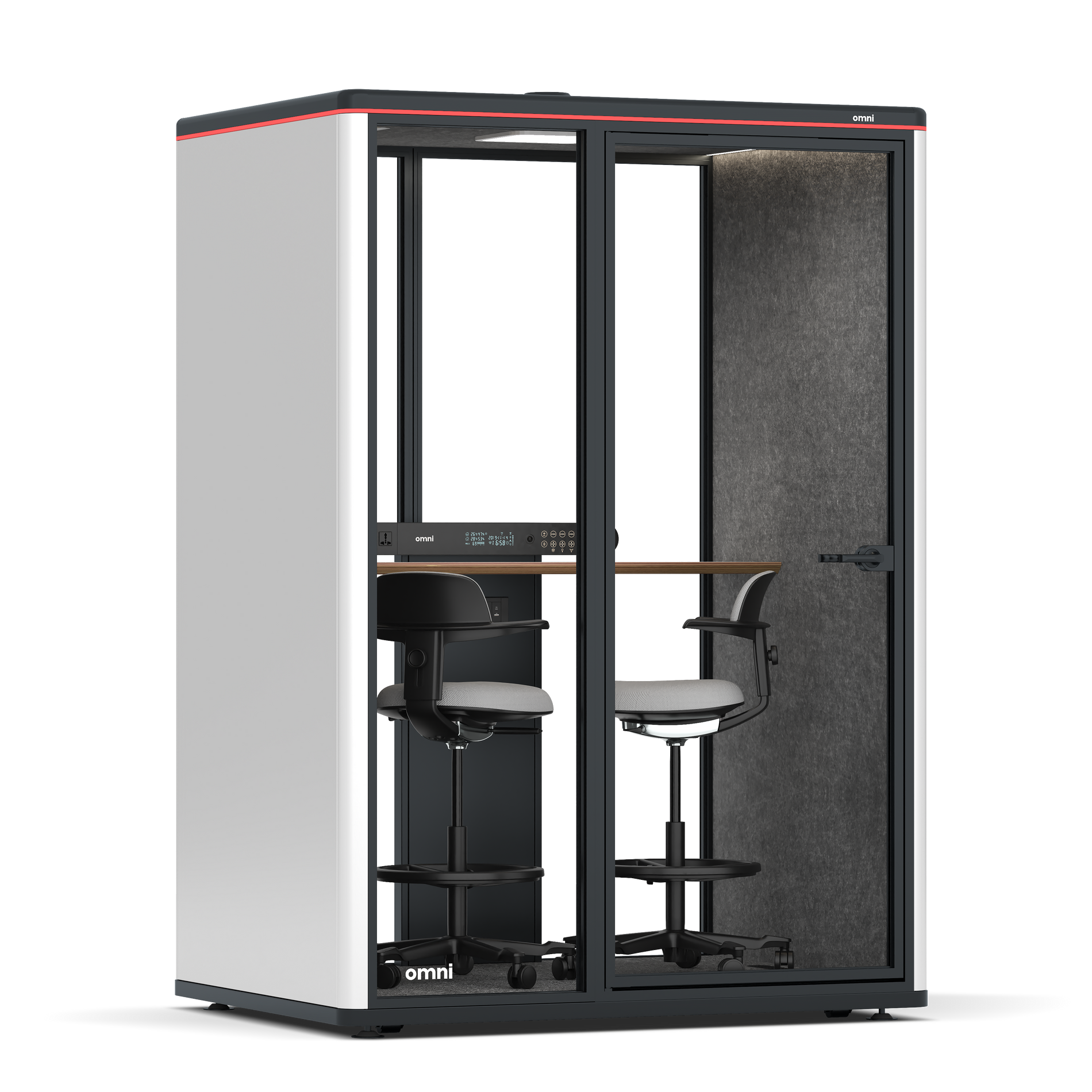 Omni TwoWorkstation + 2 stools / WhiteRAL Pure White / #615f5d