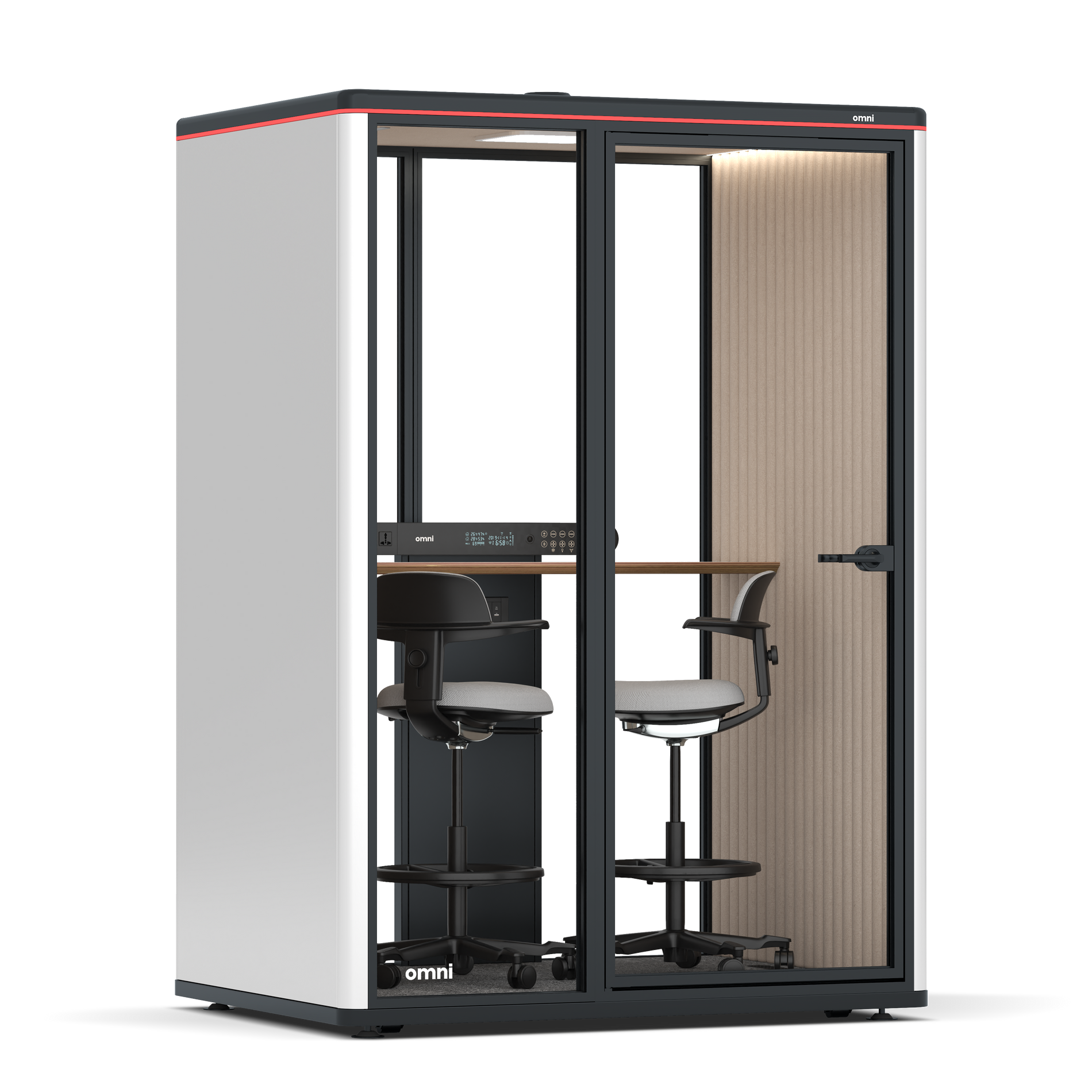 Omni TwoWorkstation + 2 stools / WhiteRAL Pure White / #a18e7e