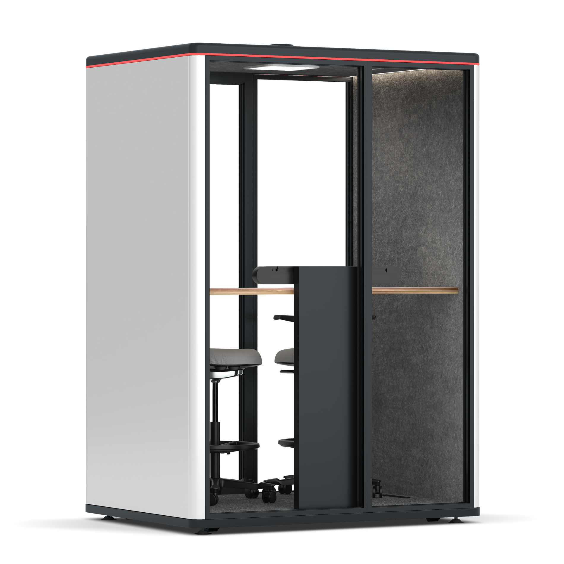 Omni TwoWorkstation + 2 stools / WhiteRAL Pure White / #615f5d